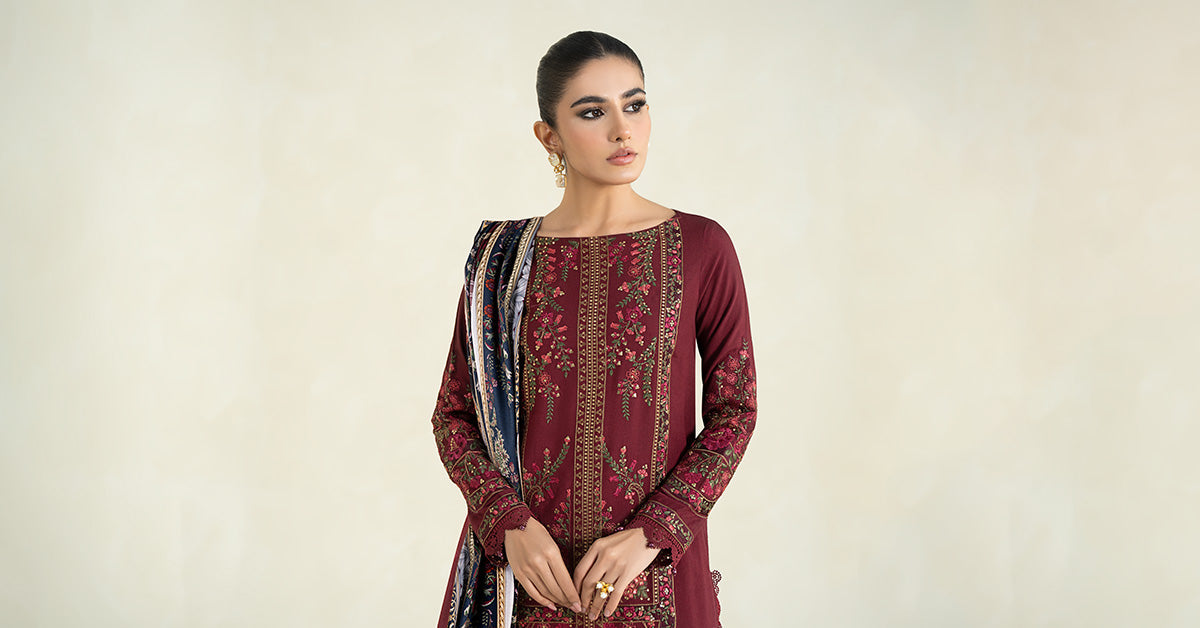 3 Piece Printed Linen Suit | MPS-2406-B