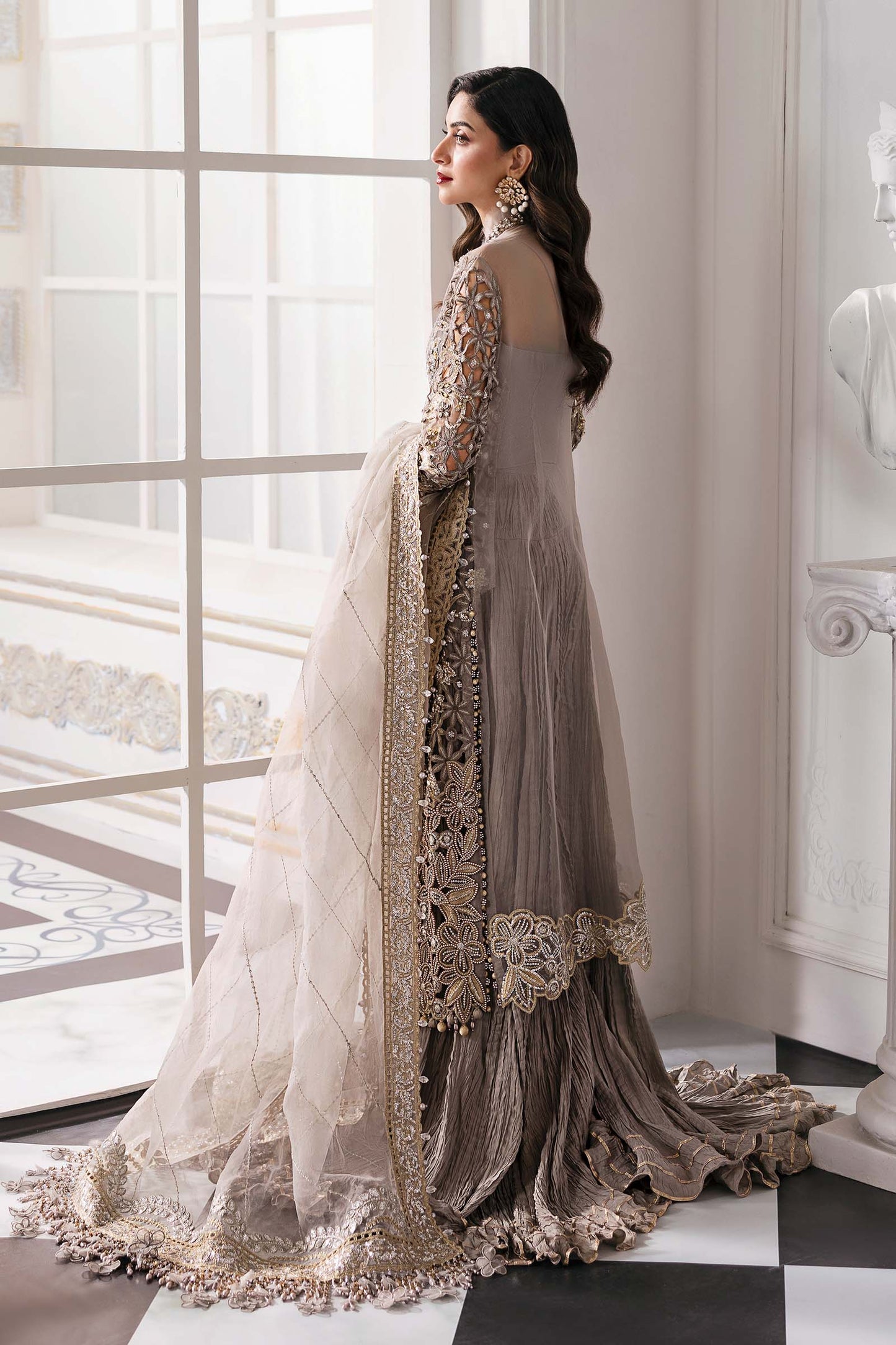 3 Piece Unstitched Embroidered Organza Suit | BD-3006