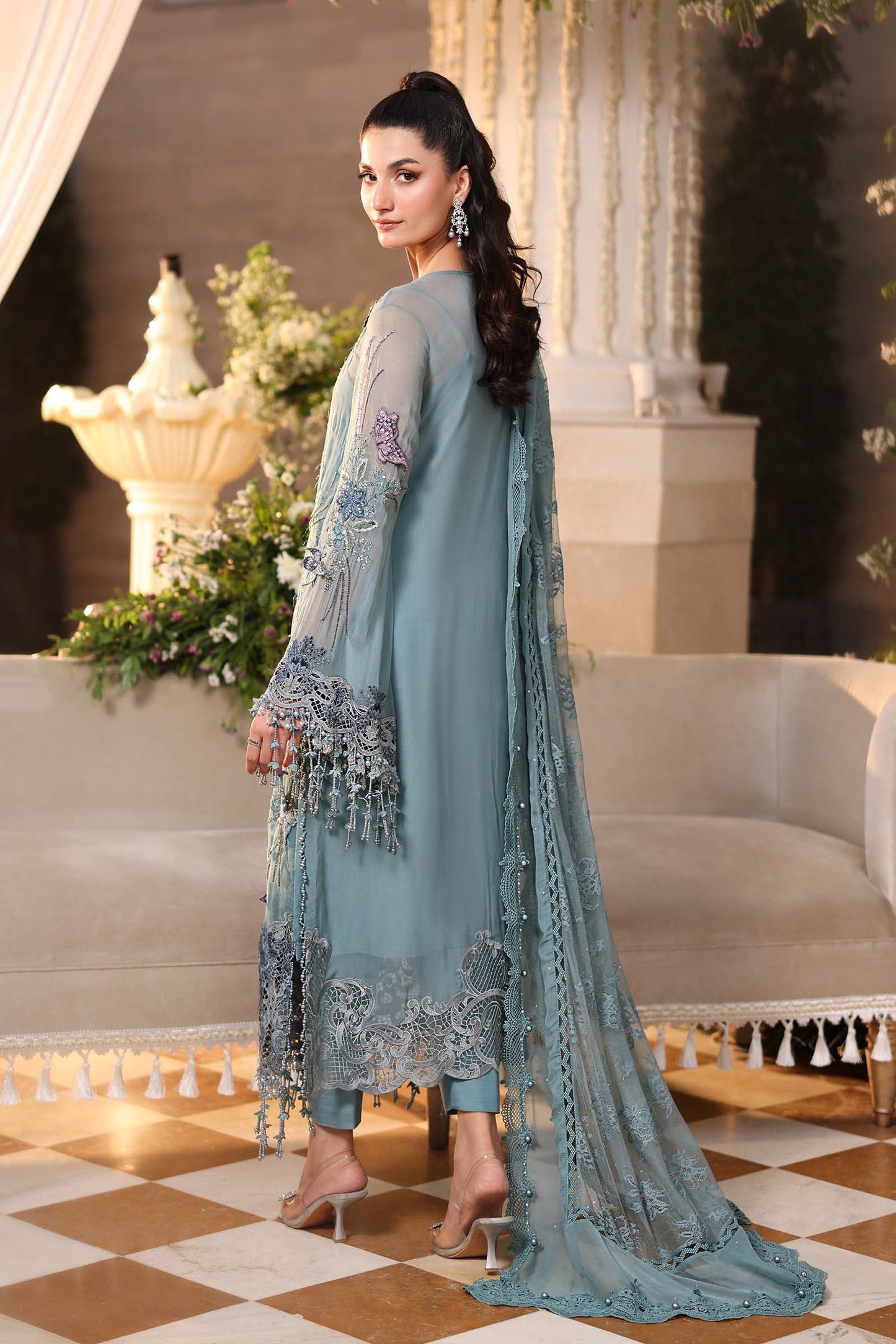 3 Piece Unstitched Embroidered Chiffon Suit