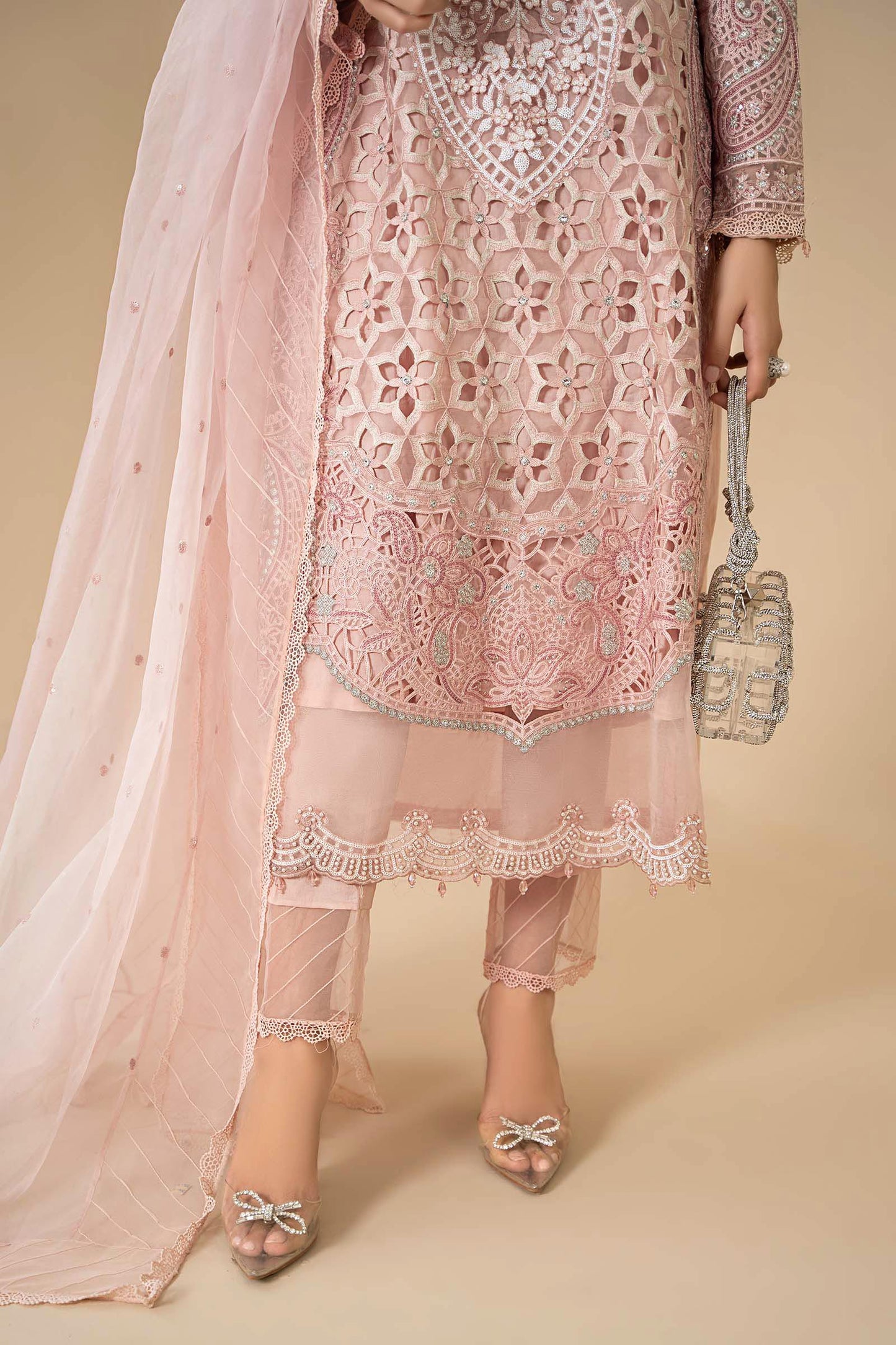 3 Piece Embroidered Organza Suit | ELS-24-06