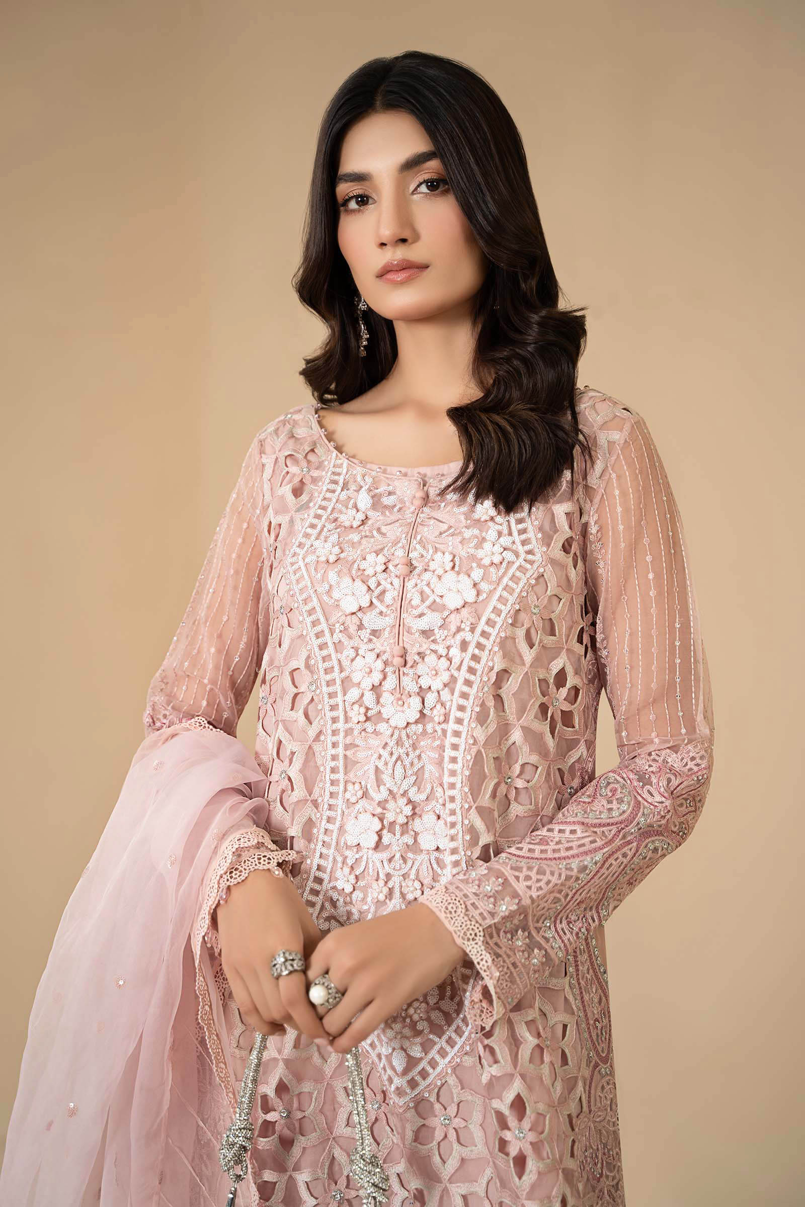 3 Piece Embroidered Organza Suit | ELS-24-06