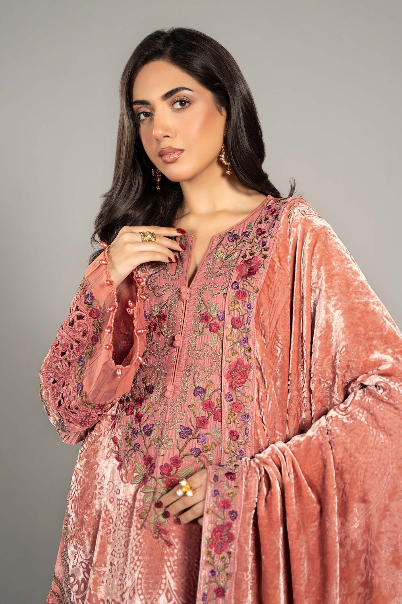 3 Piece Embroidered Palachi Suit | DLS-1206