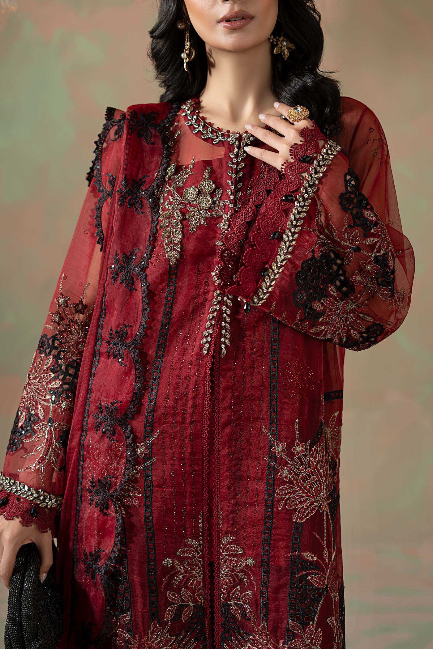 3 Piece Embroidered Organza Suit