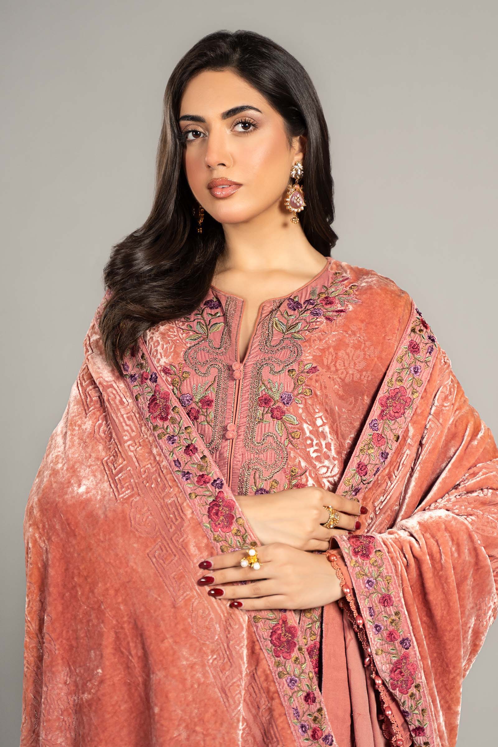 3 Piece Embroidered Palachi Suit | DLS-1206
