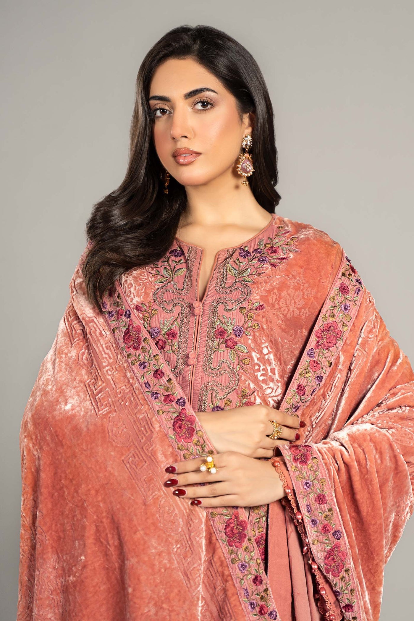 3 Piece Embroidered Palachi Suit | DLS-1206