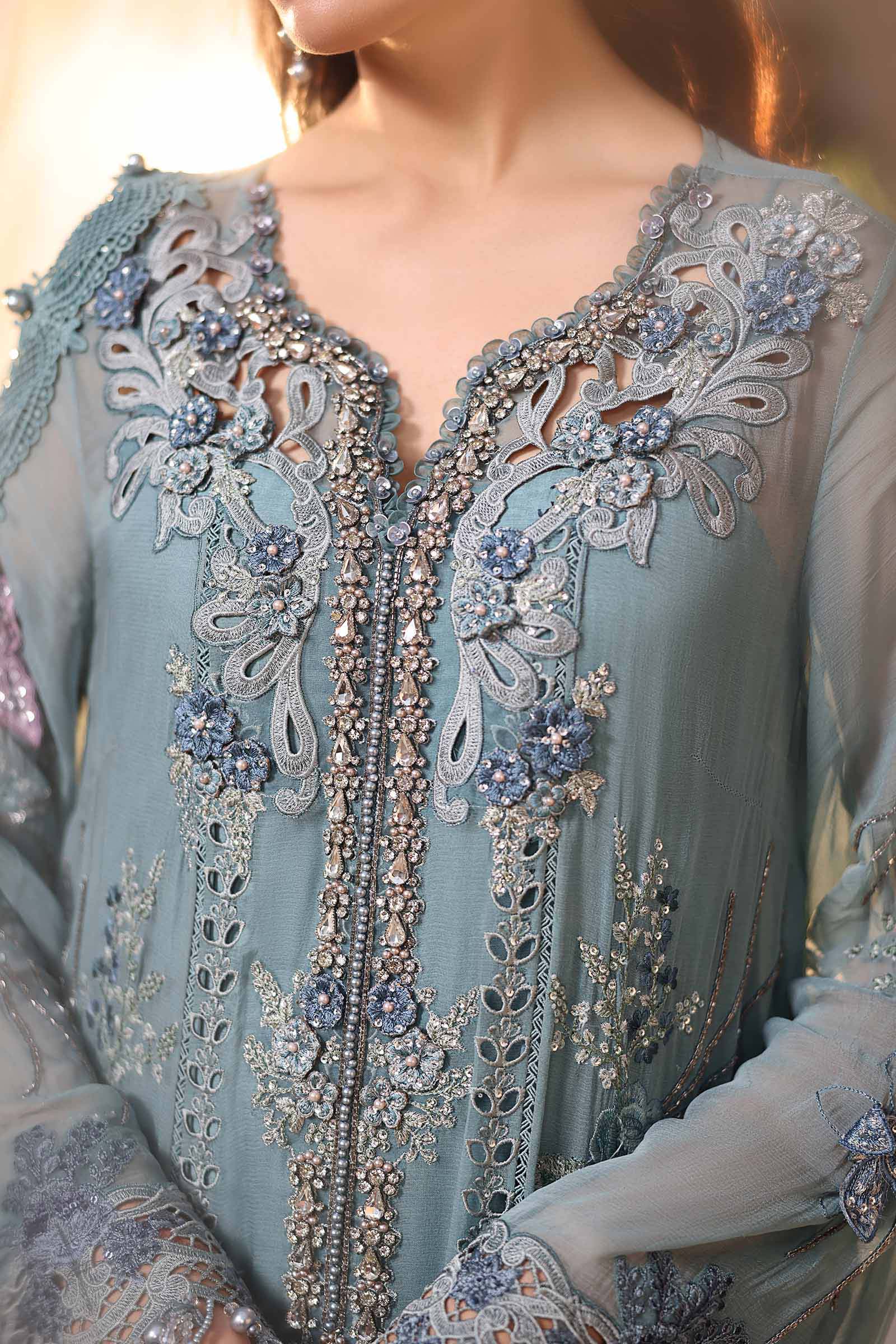 3 Piece Unstitched Embroidered Chiffon Suit