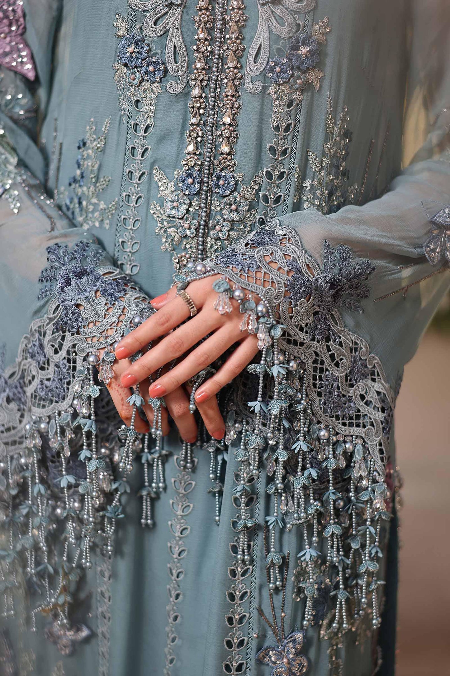 3 Piece Unstitched Embroidered Chiffon Suit