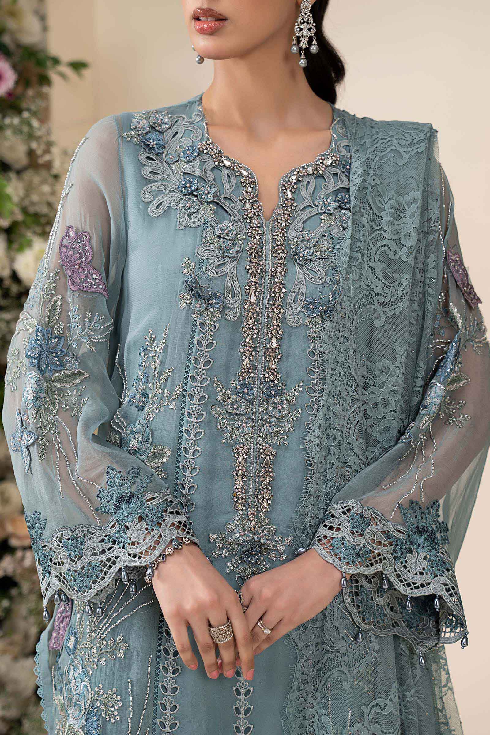 3 Piece Embroidered Chiffon Suit