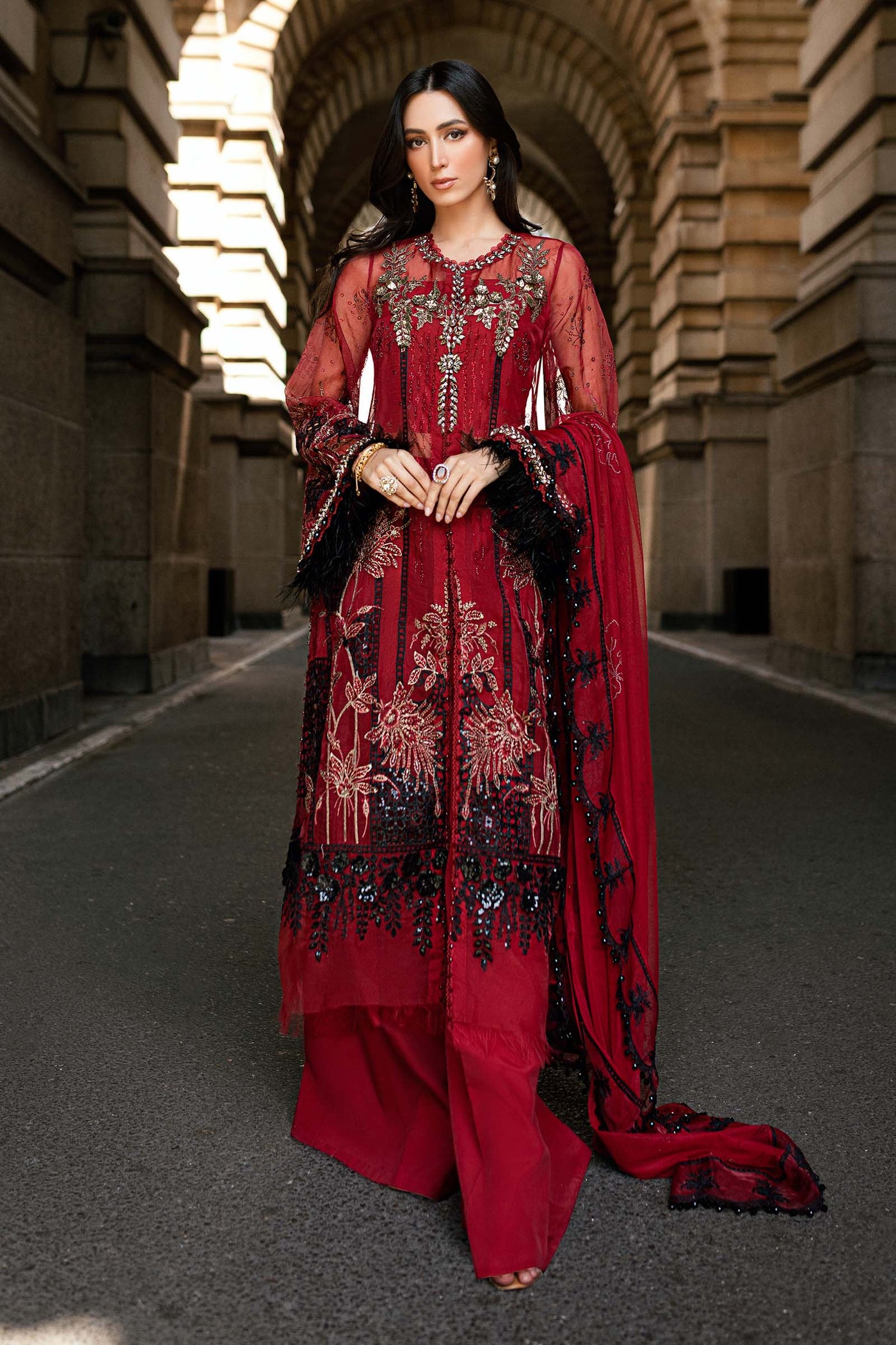 3 Piece Unstitched Embroidered Organza Suit