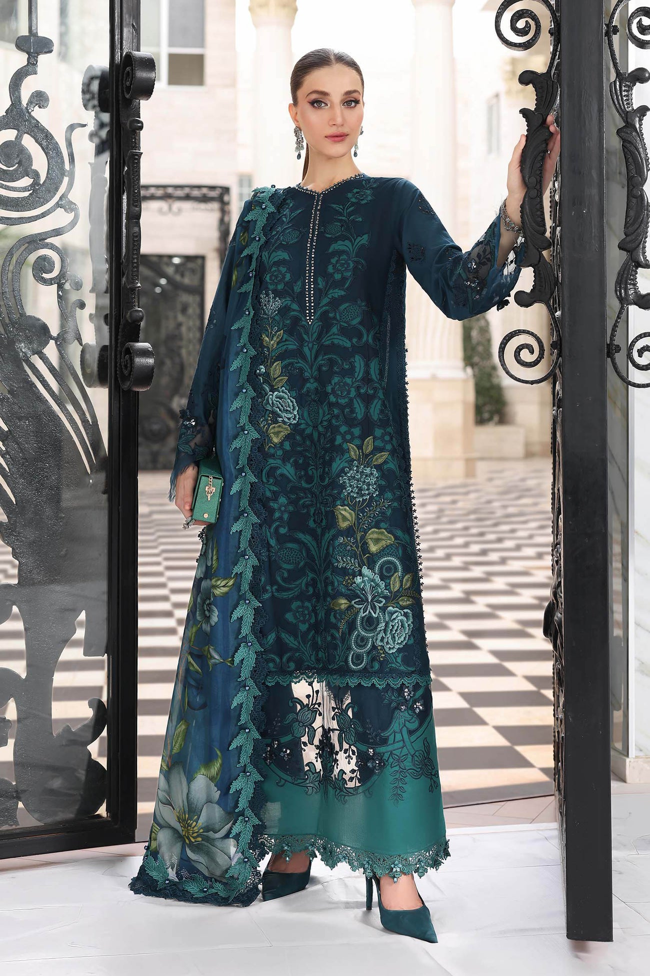3 Piece Unstitched Embroidered Lawn Suit