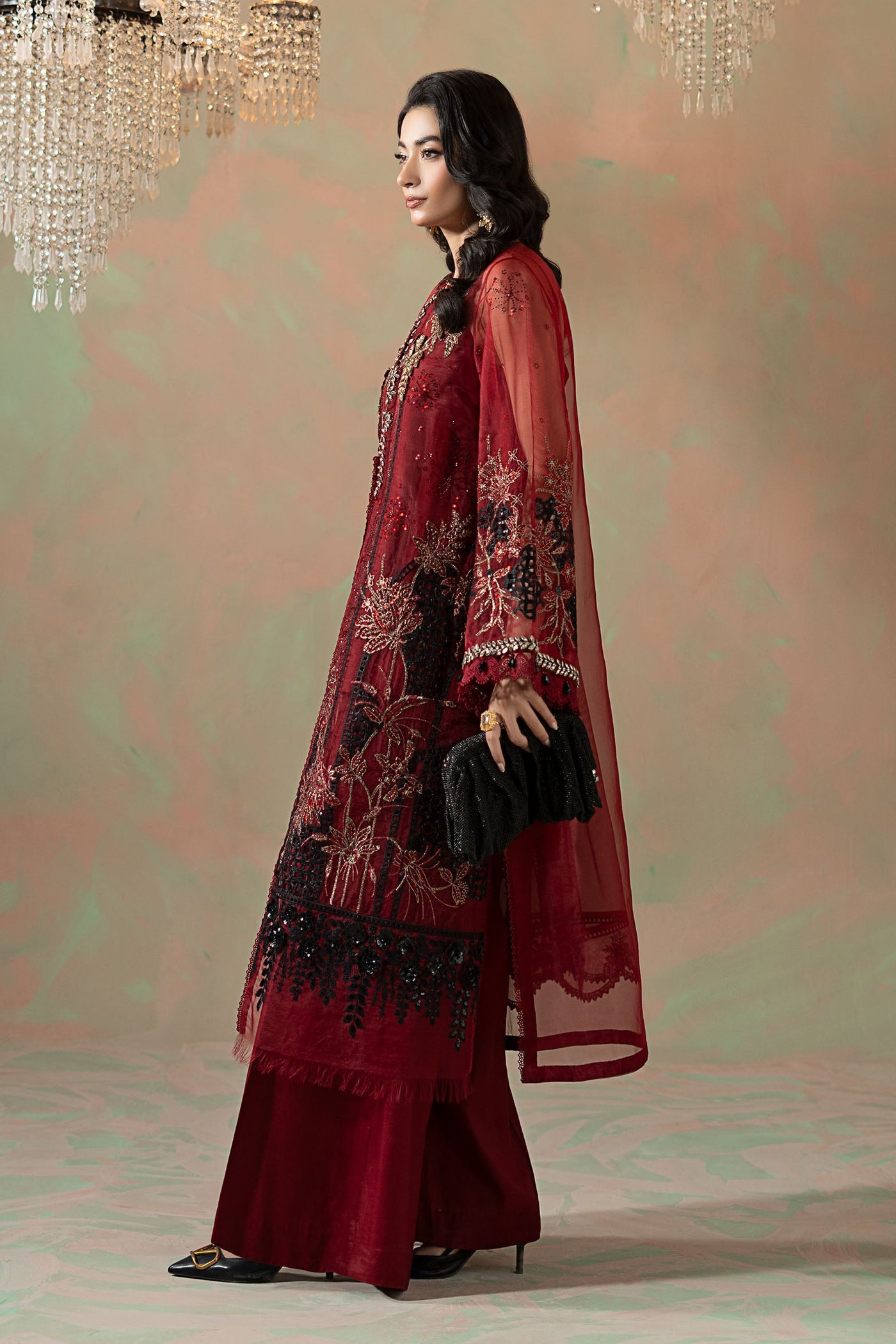 3 Piece Embroidered Organza Suit