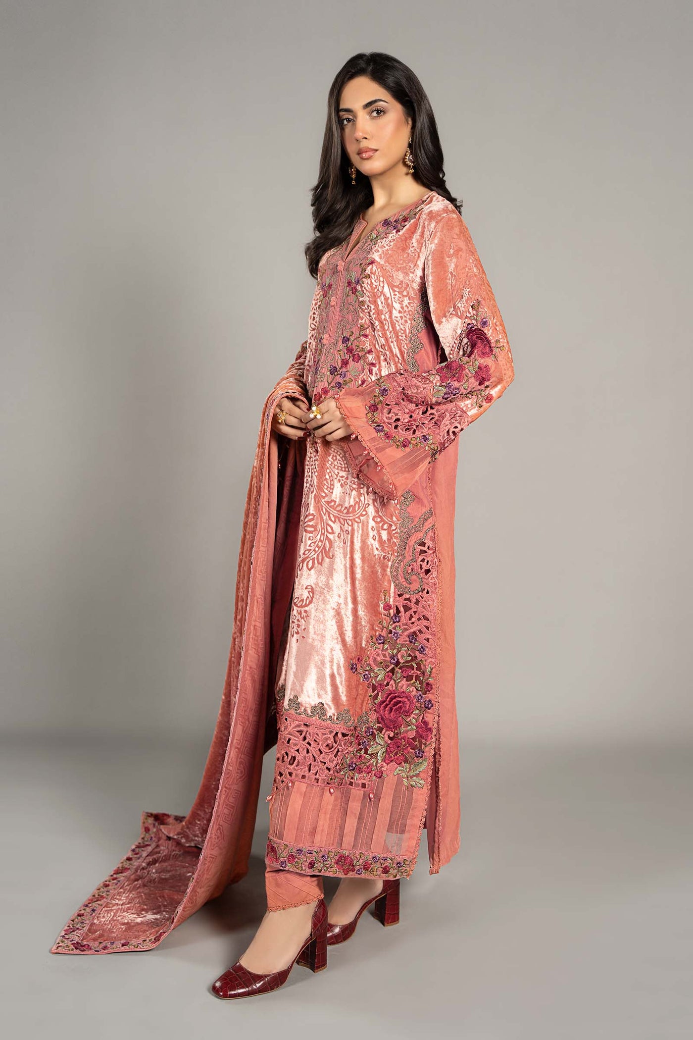 3 Piece Embroidered Palachi Suit | DLS-1206