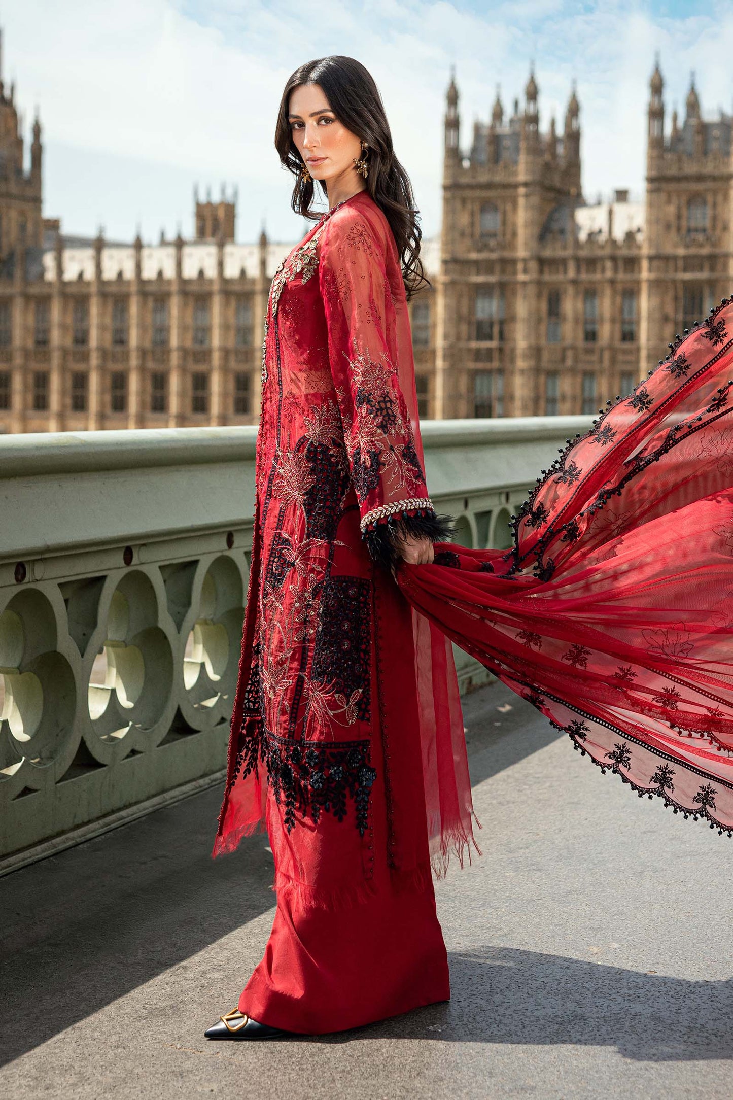 3 Piece Unstitched Embroidered Organza Suit