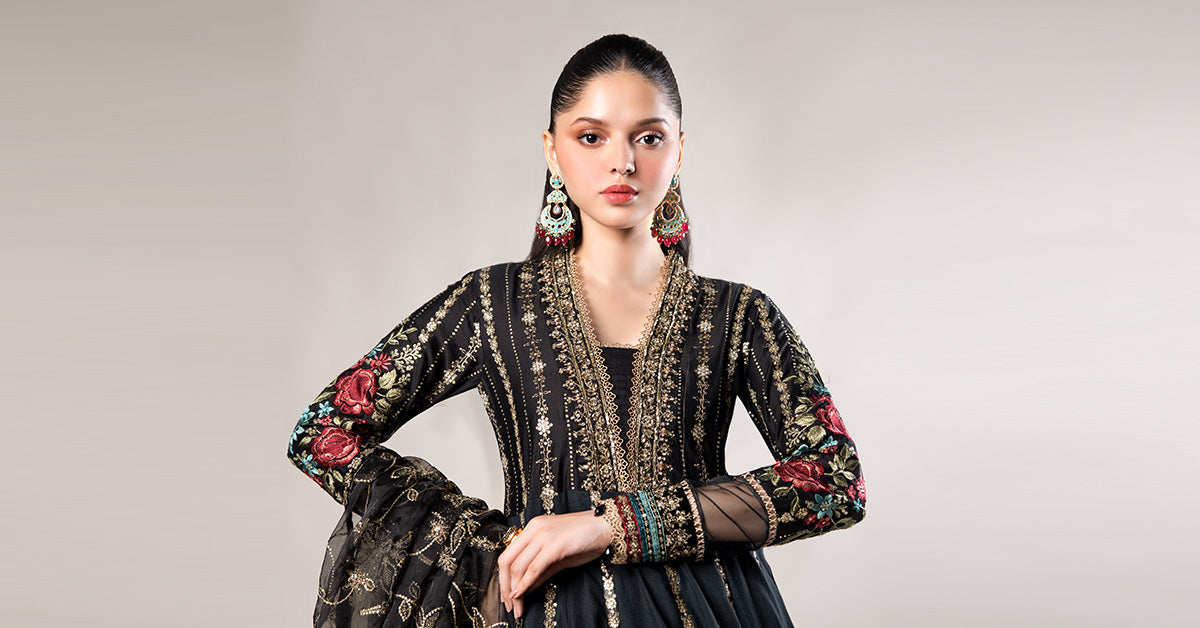 3 Piece Embroidered Cotton Satin Suit | CSS-806