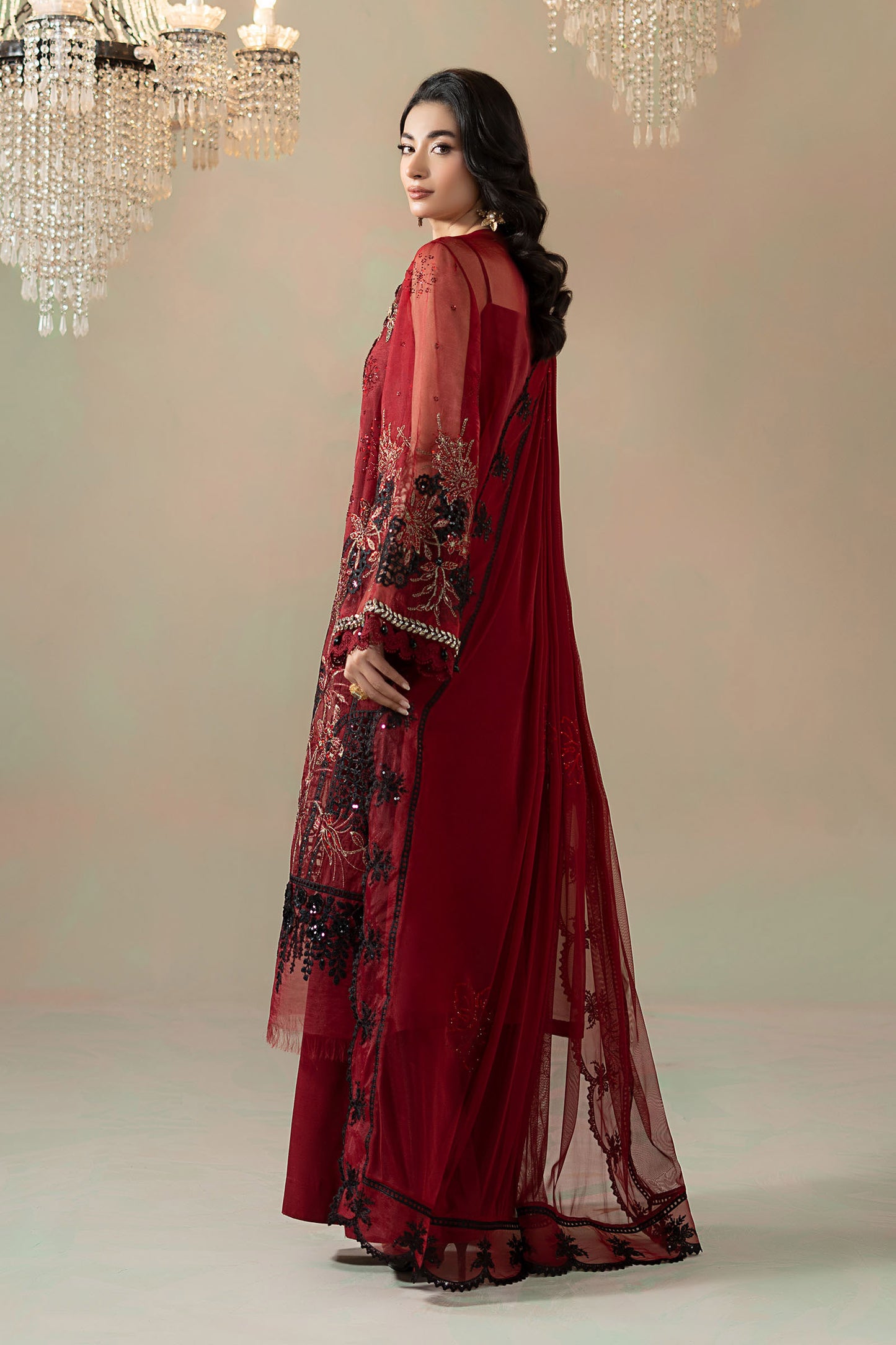 3 Piece Embroidered Organza Suit