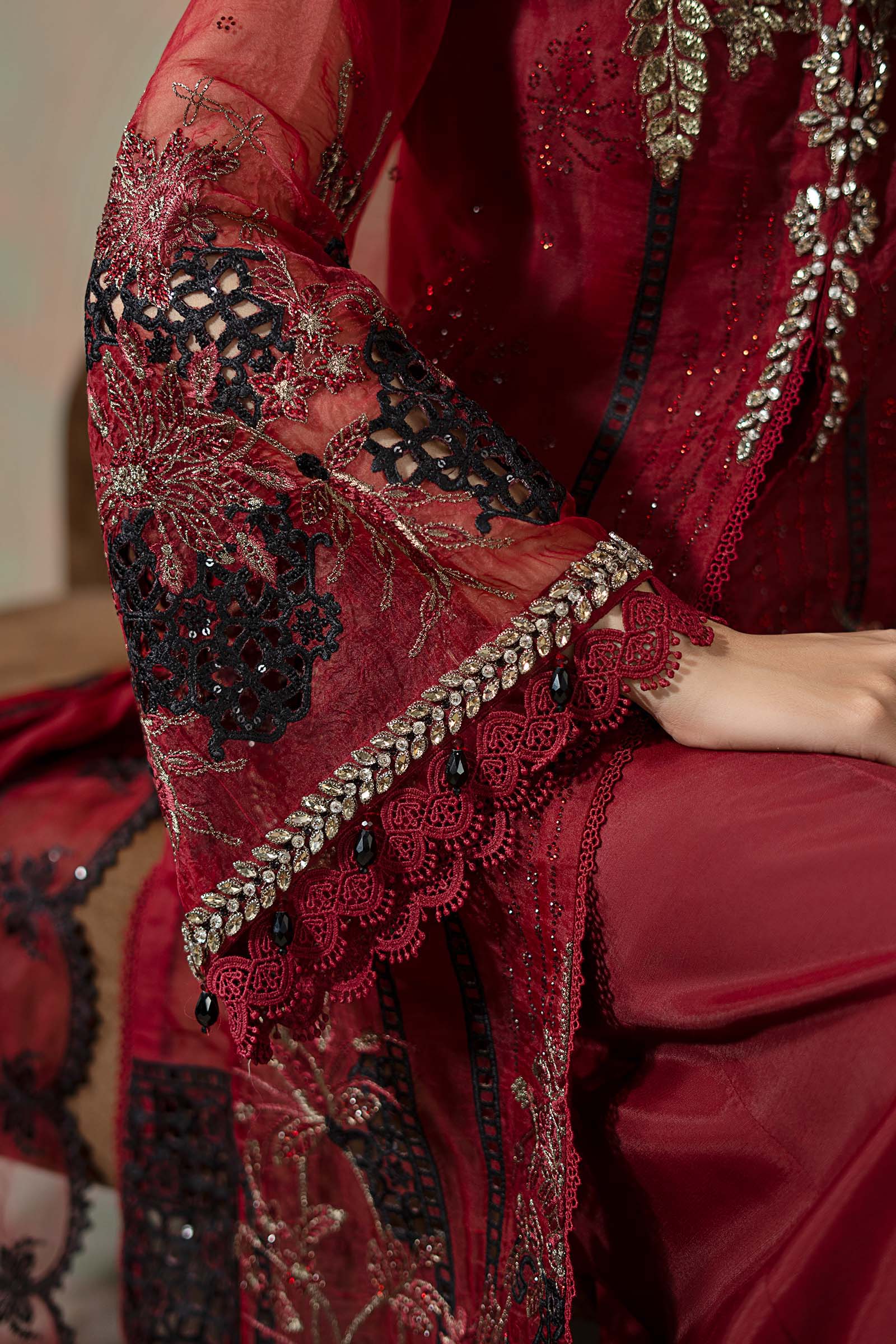 3 Piece Embroidered Organza Suit