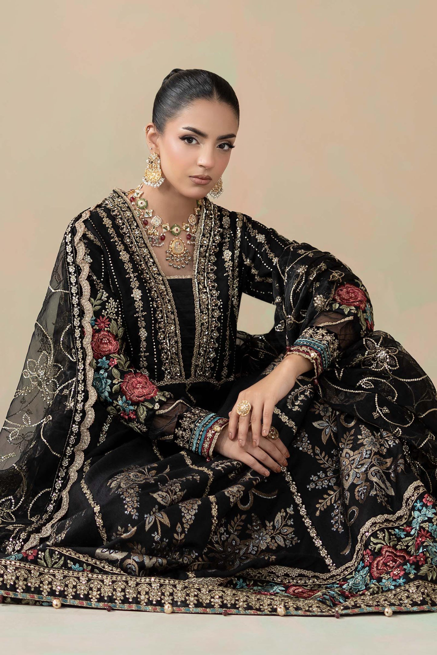 3 Piece Embroidered Cotton Satin Suit | CSS-806