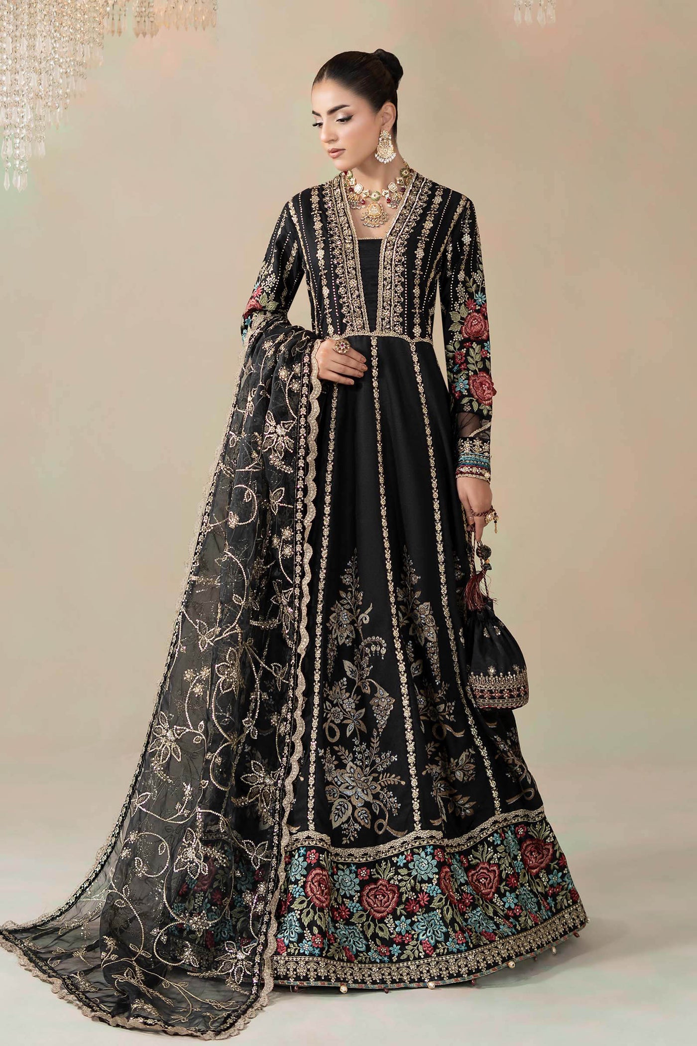 3 Piece Embroidered Cotton Satin Suit | CSS-806