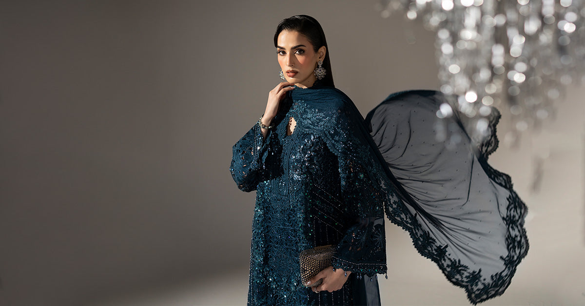 3 Piece Embroidered Organza Suit