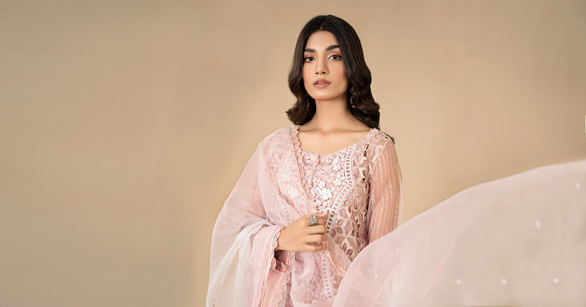 3 Piece Embroidered Organza Suit | ELS-24-06