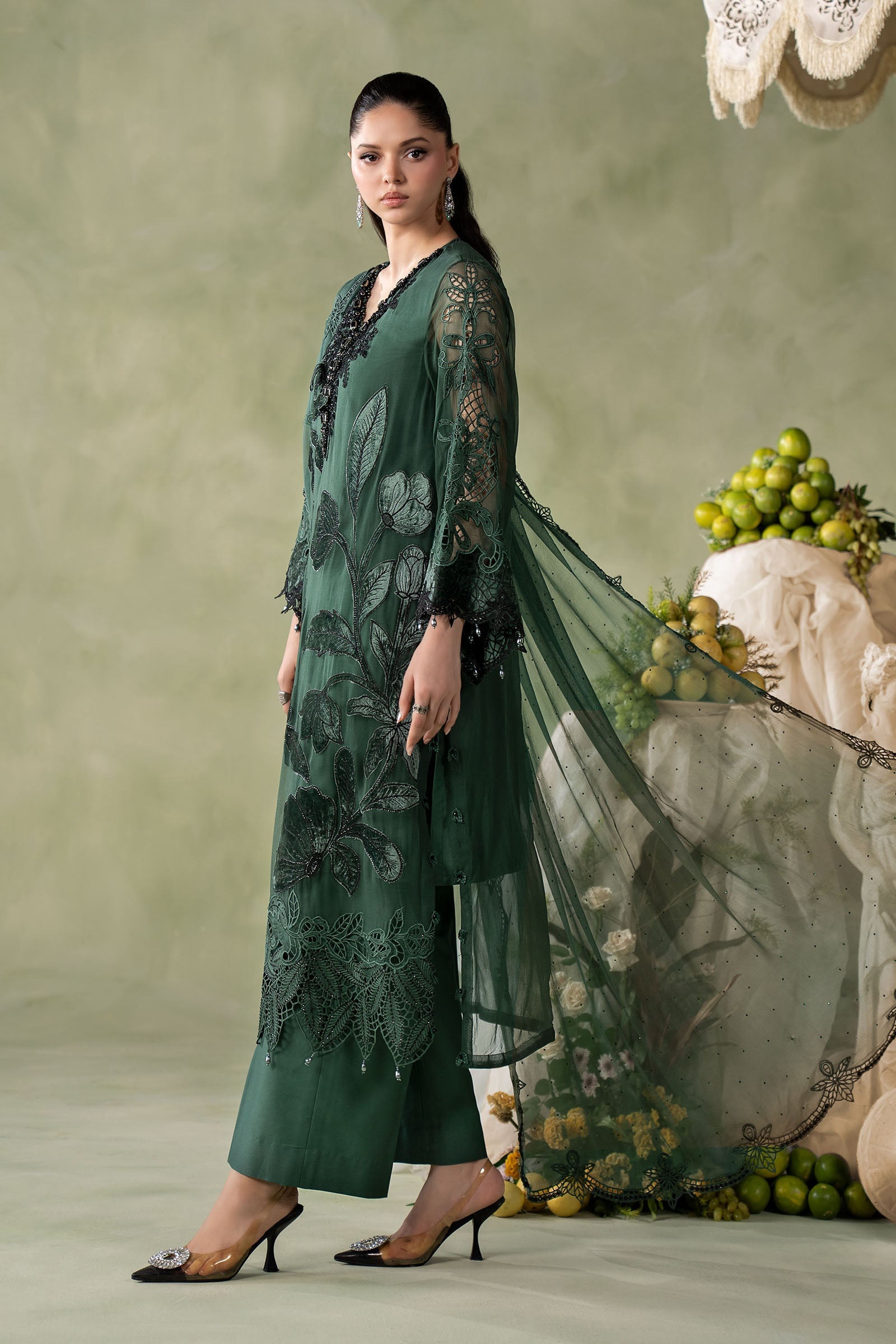 3 Piece Embroidered Chiffon Suit