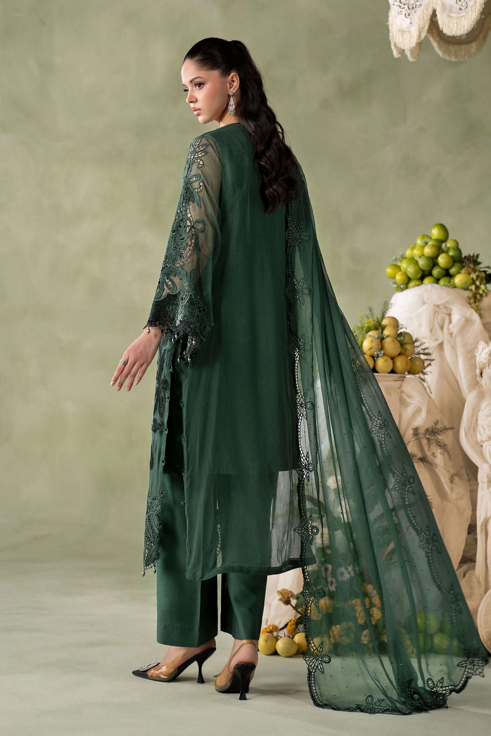 3 Piece Embroidered Chiffon Suit