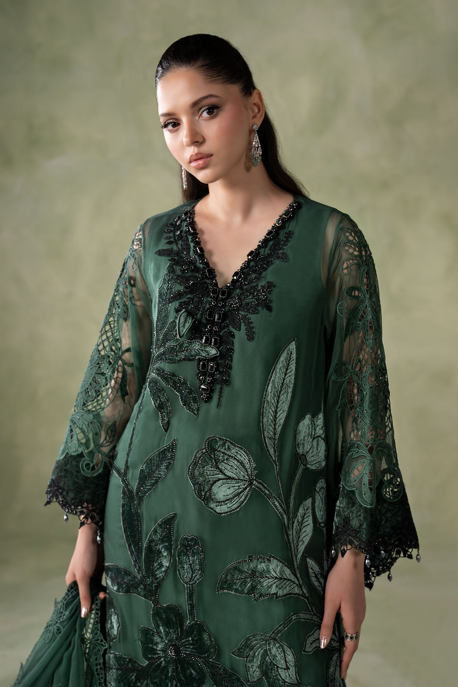 3 Piece Embroidered Chiffon Suit