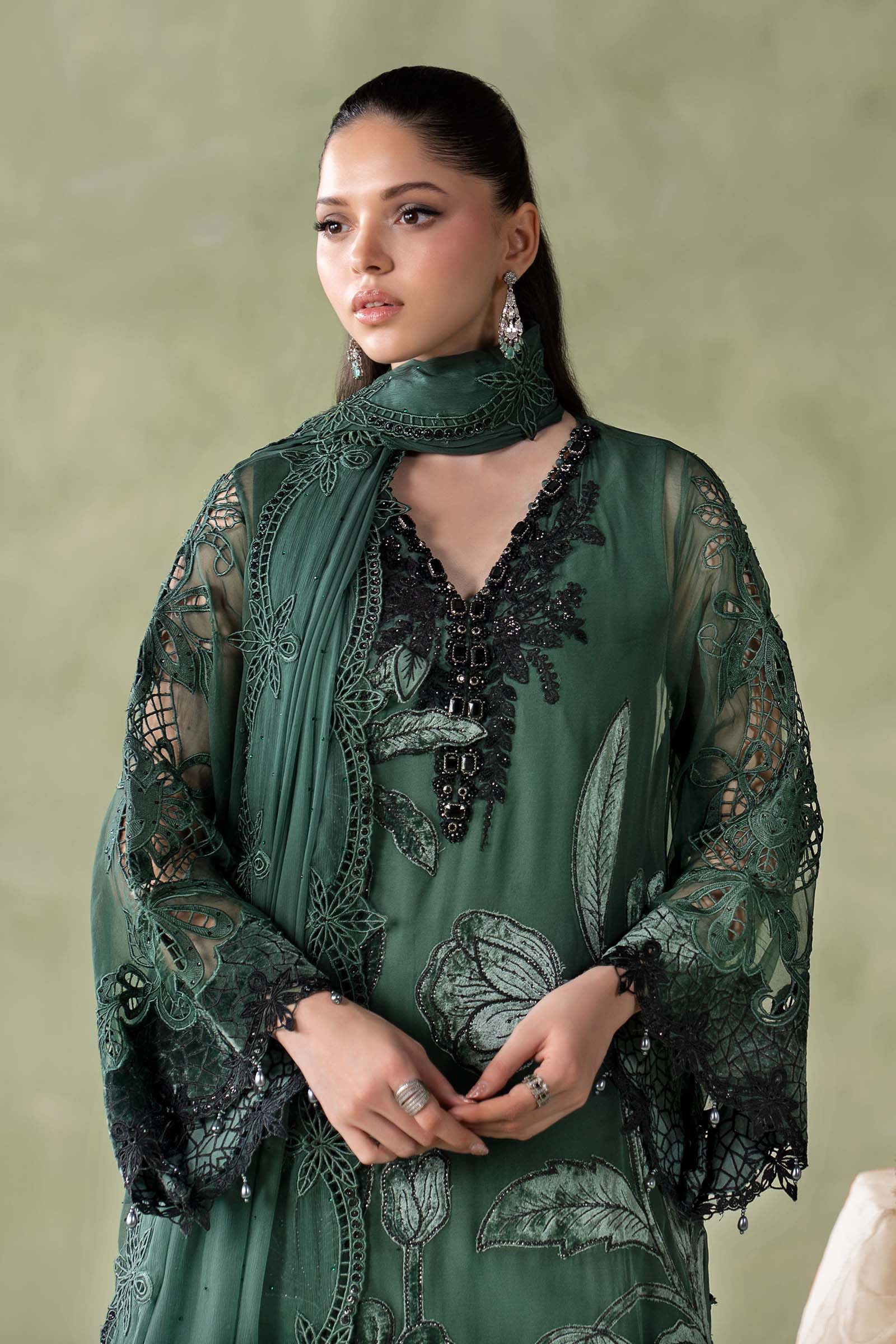 3 Piece Embroidered Chiffon Suit