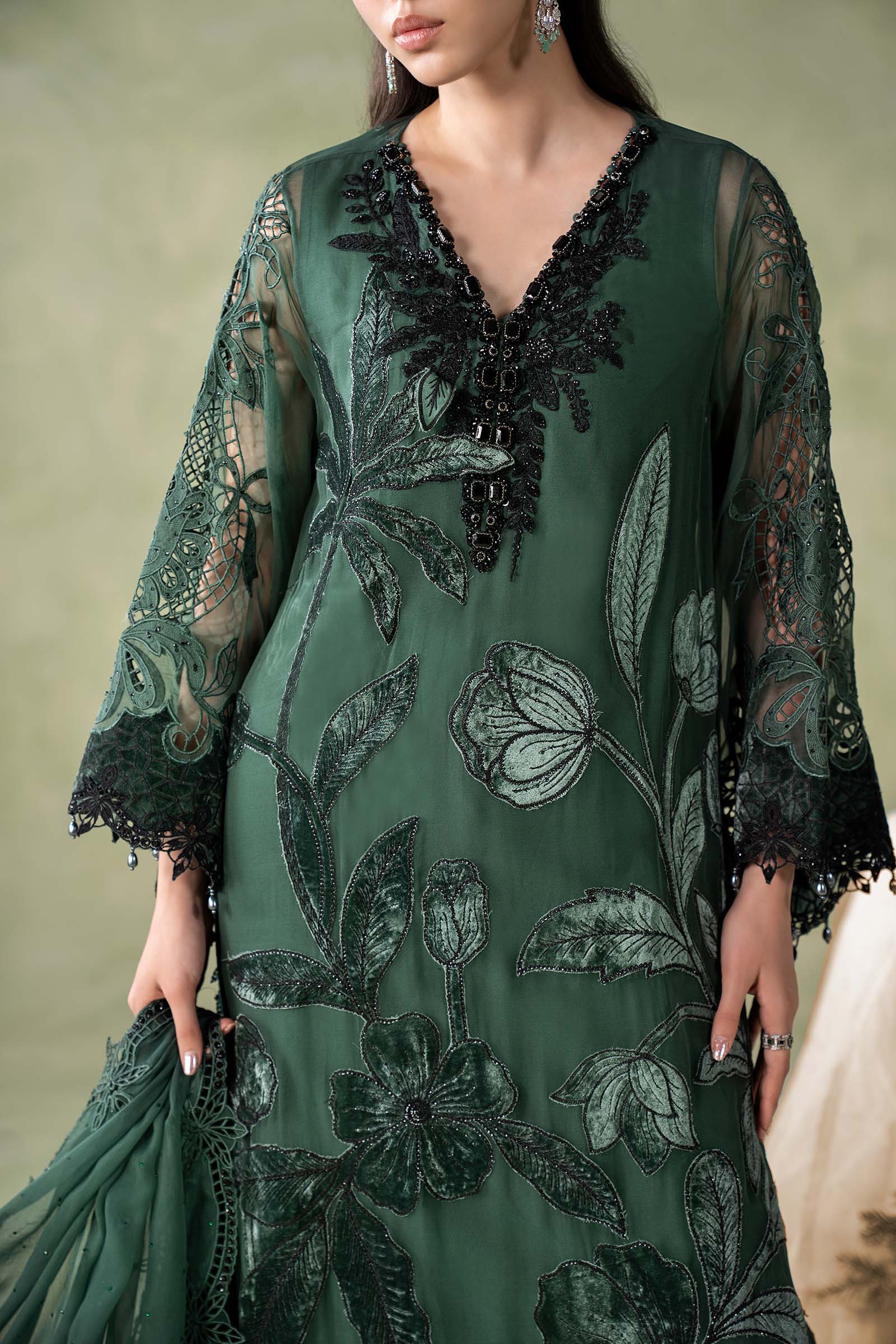 3 Piece Embroidered Chiffon Suit