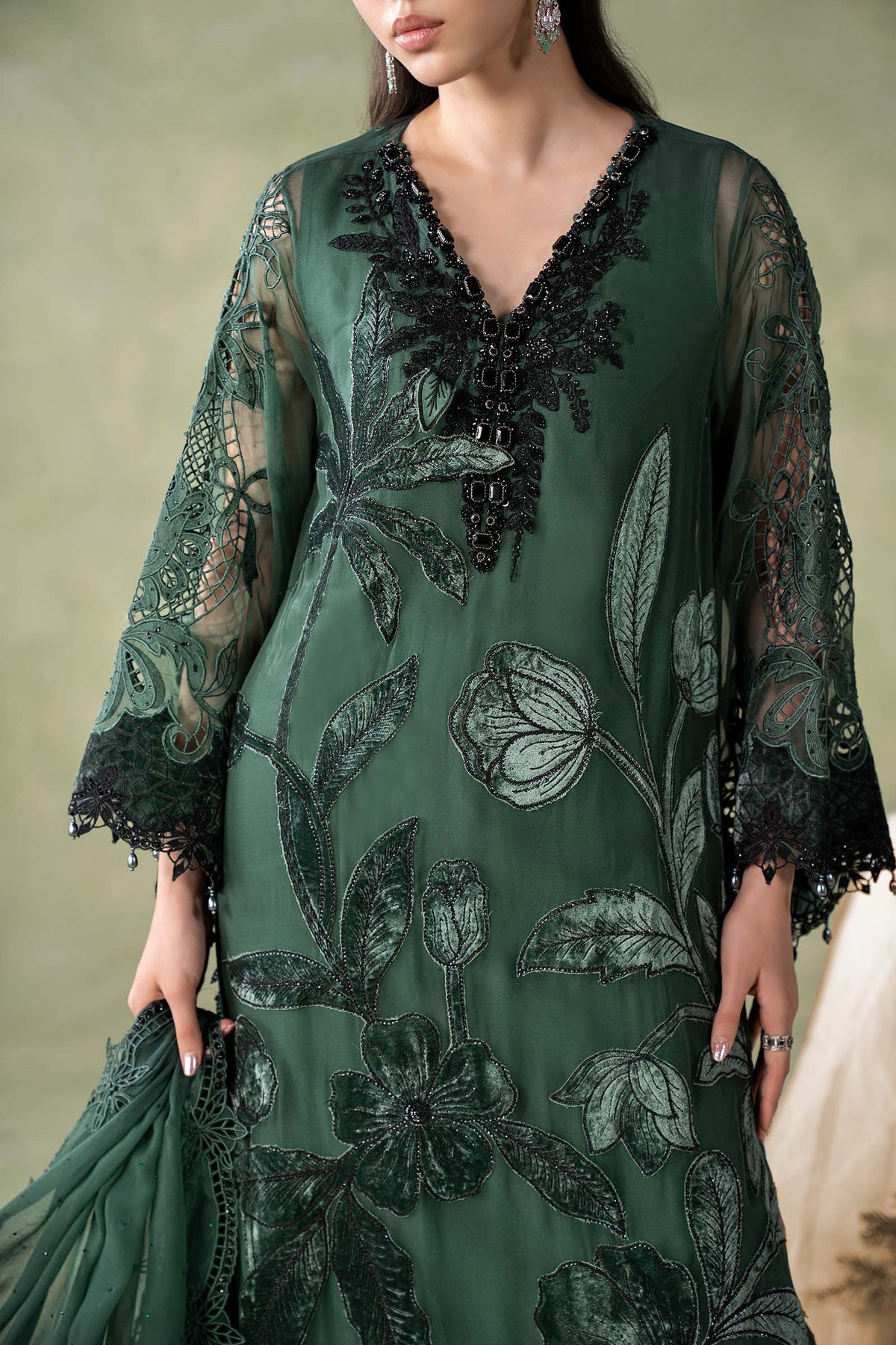 3 Piece Embroidered Chiffon Suit