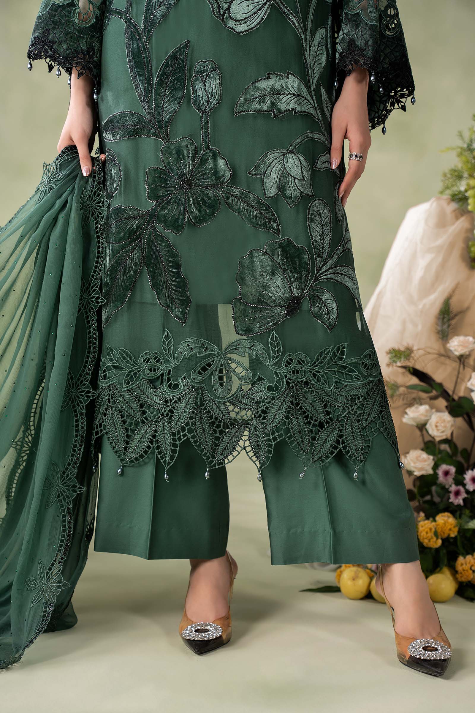 3 Piece Embroidered Chiffon Suit