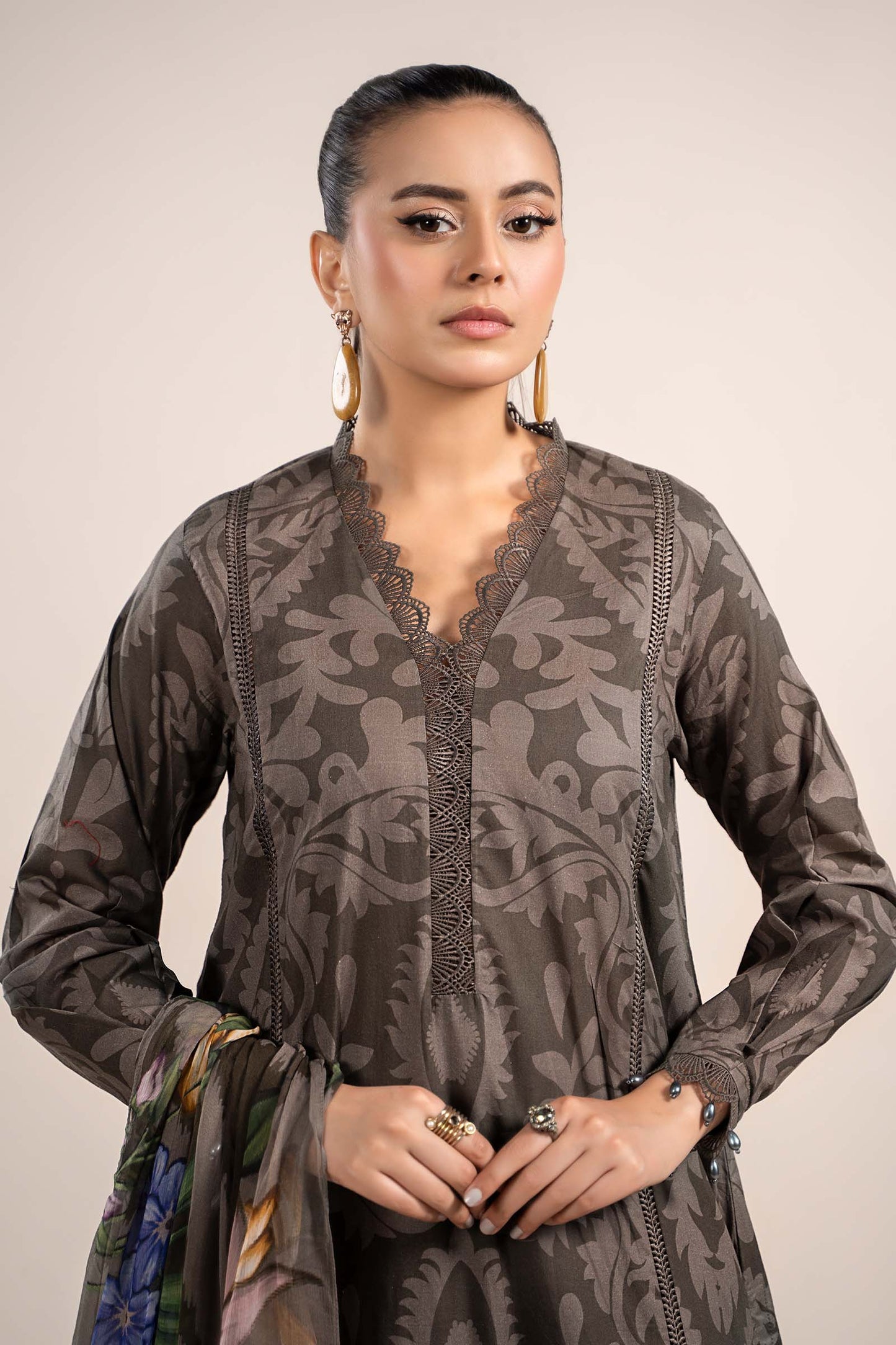 3 Piece Printed Cambric Suit | MPS-2307-A