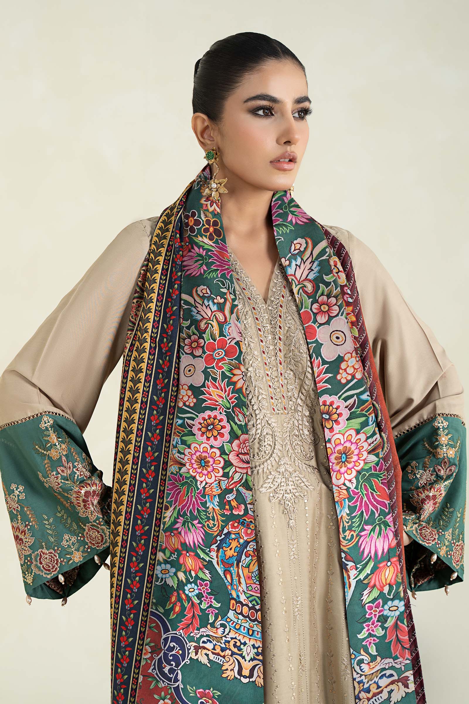 3 Piece Printed Linen Suit | MPS-2407-A
