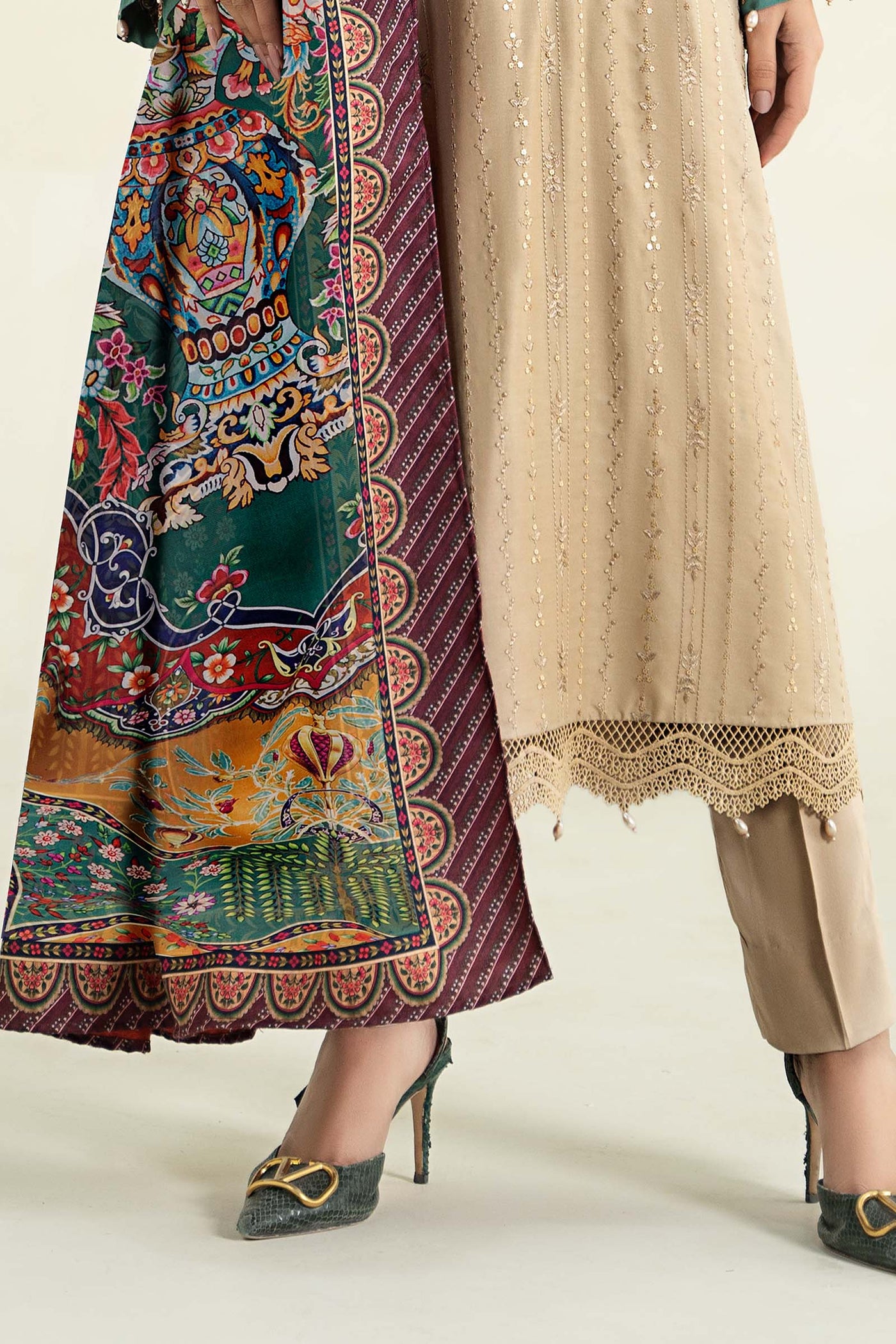 3 Piece Printed Linen Suit | MPS-2407-A