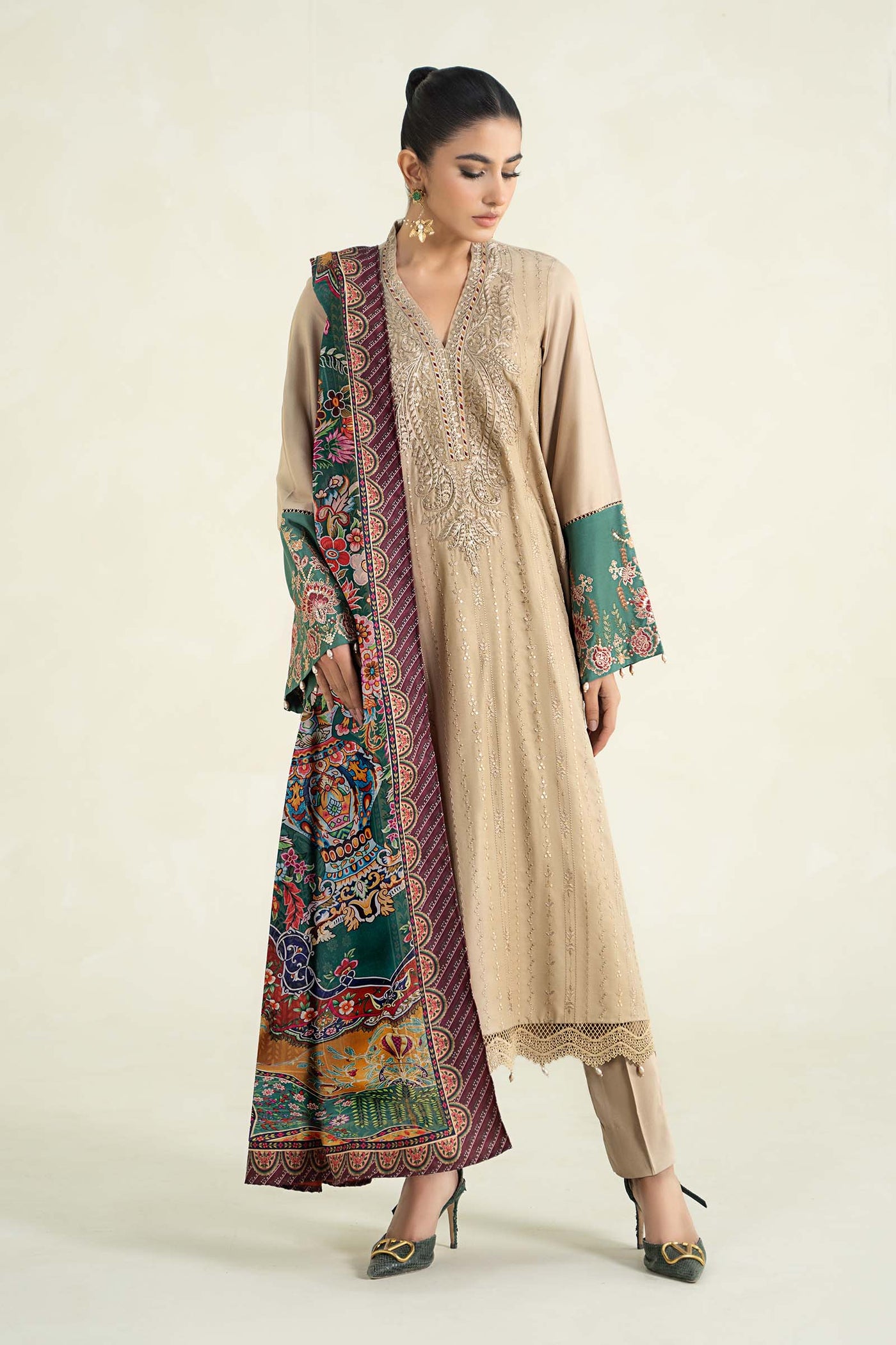 3 Piece Printed Linen Suit | MPS-2407-A