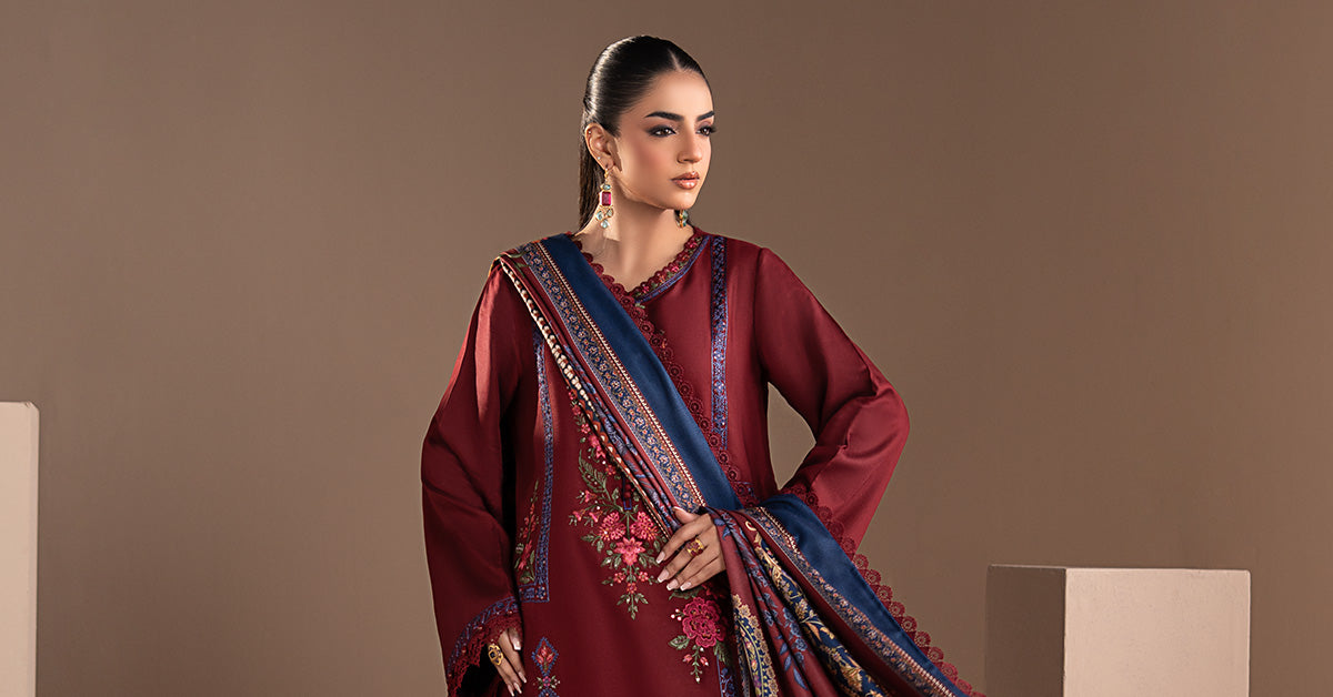 3 Piece Embroidered Twill Linen Suit