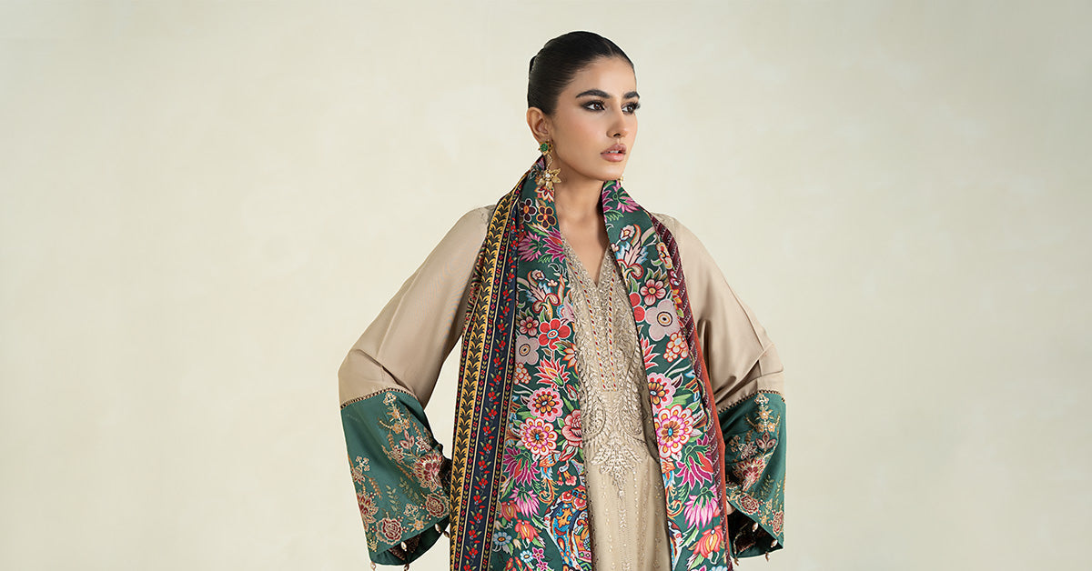 3 Piece Printed Linen Suit | MPS-2407-A
