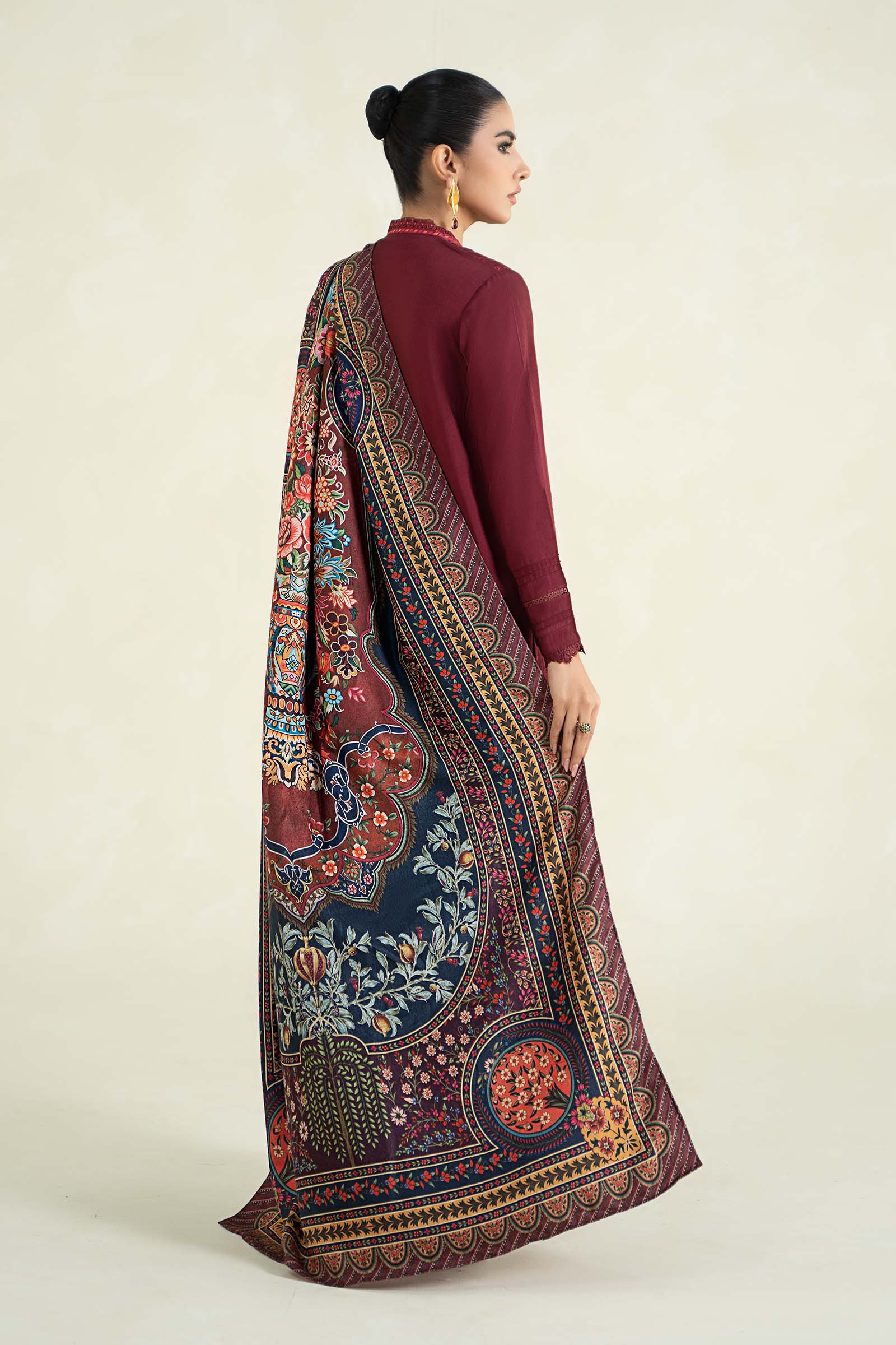 3 Piece Printed Linen Suit | MPS-2407-B
