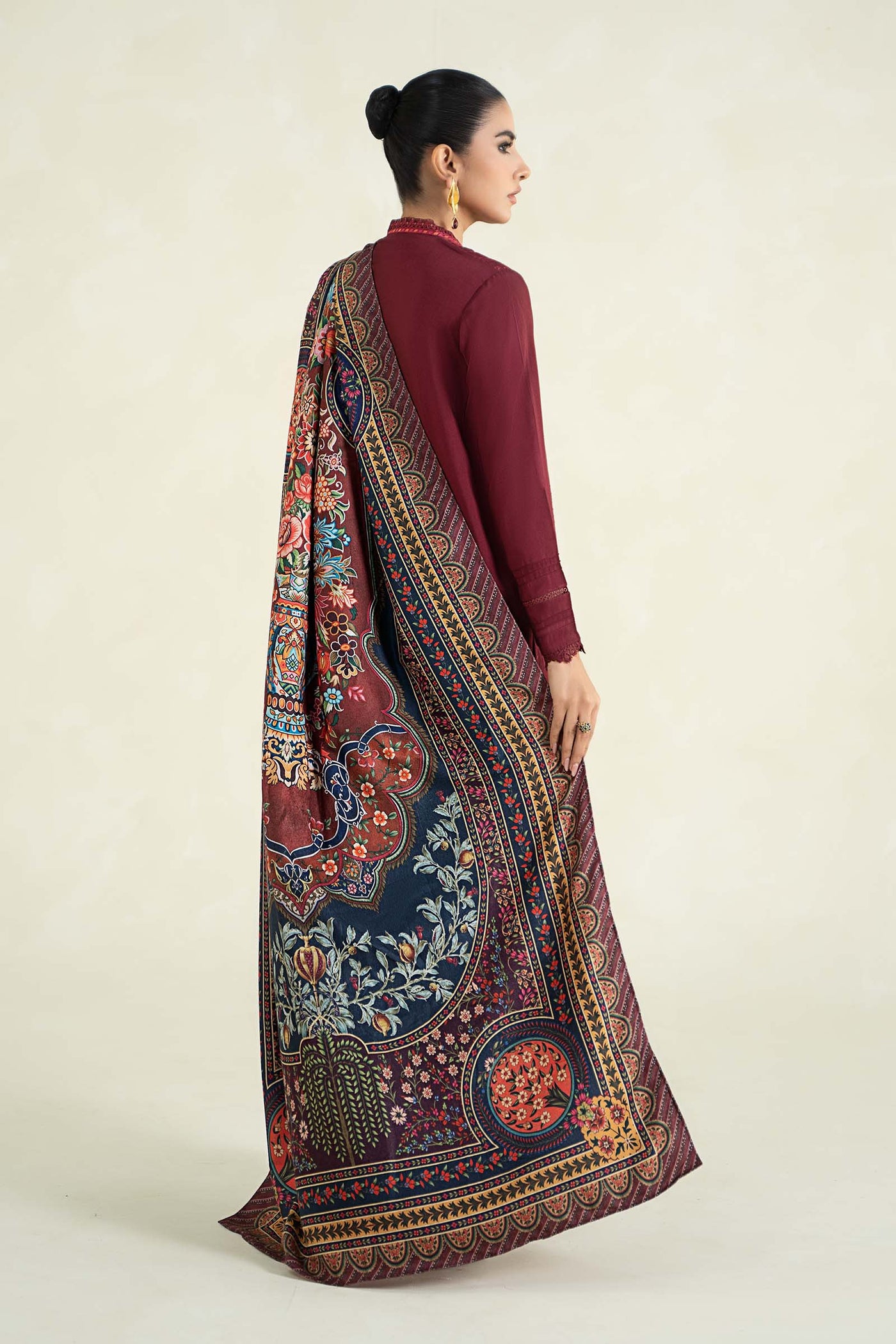 3 Piece Printed Linen Suit | MPS-2407-B