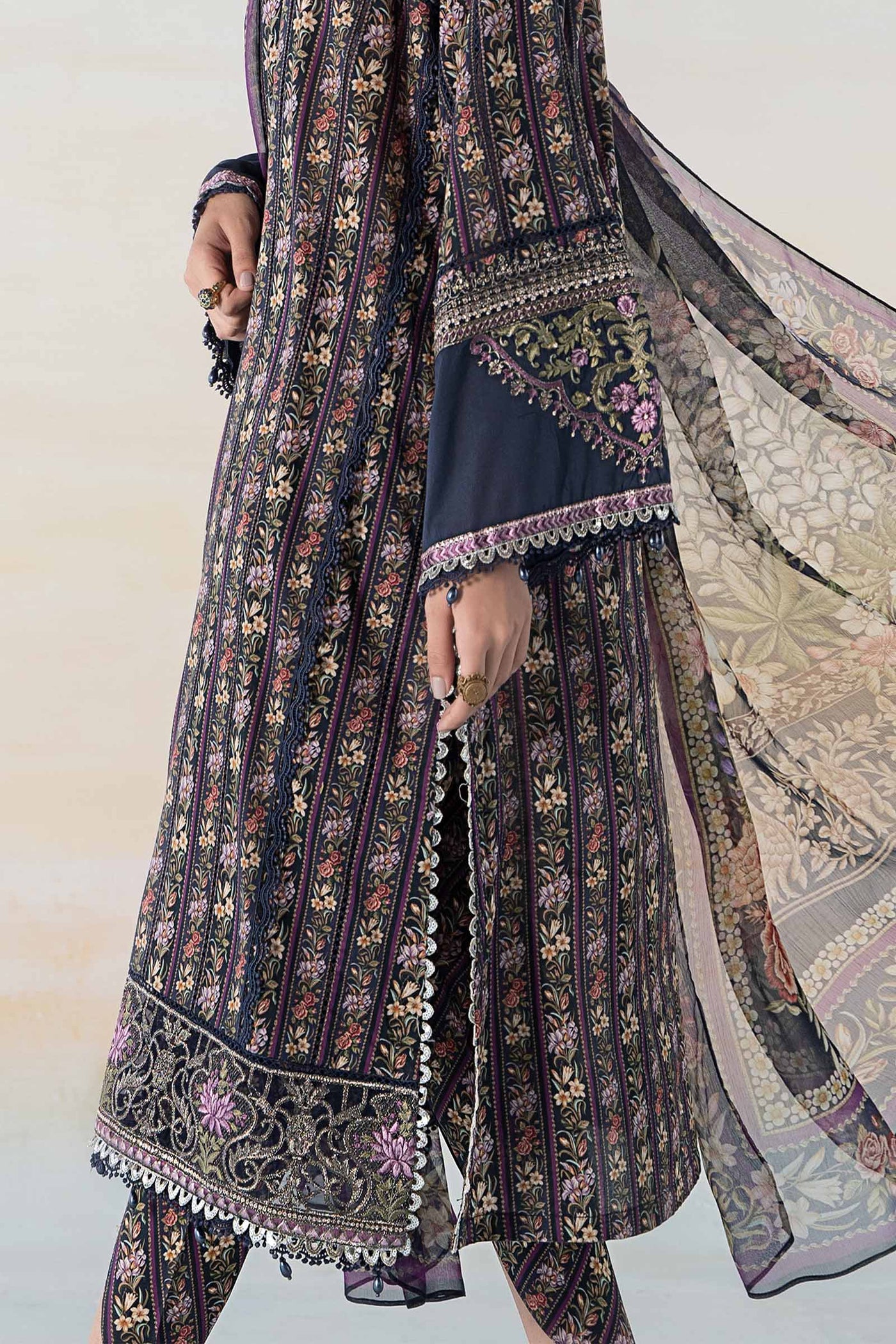 3 PIECE PRINTED LAWN SUIT | MPS-2107-B