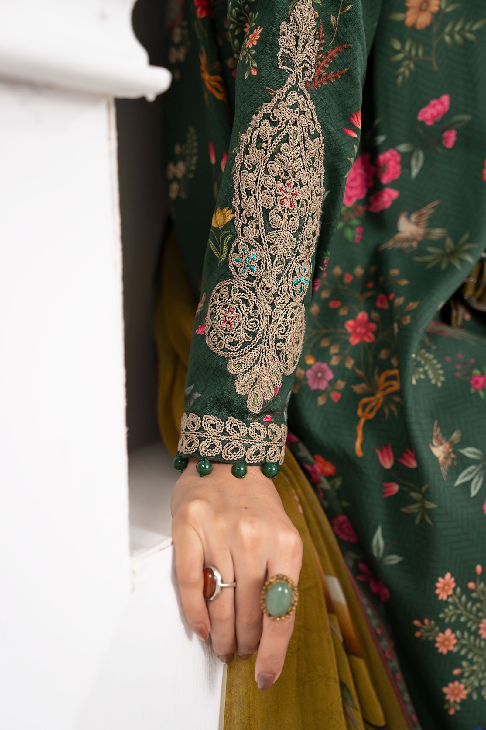 3 Piece Embroidered Linen Suit