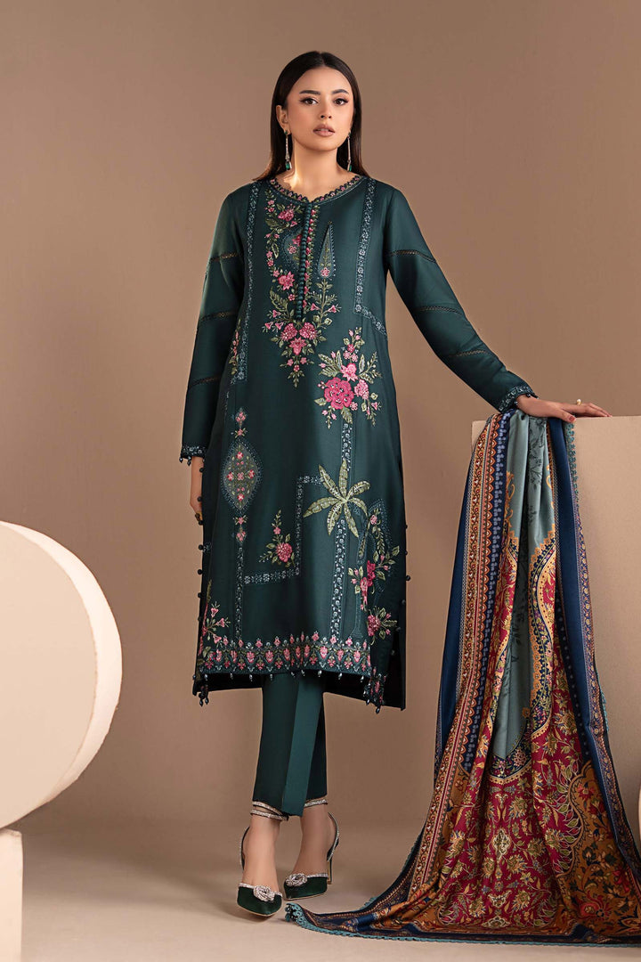 3 Piece Embroidered Twill Linen Suit All Products MS2807B-SML-00B
