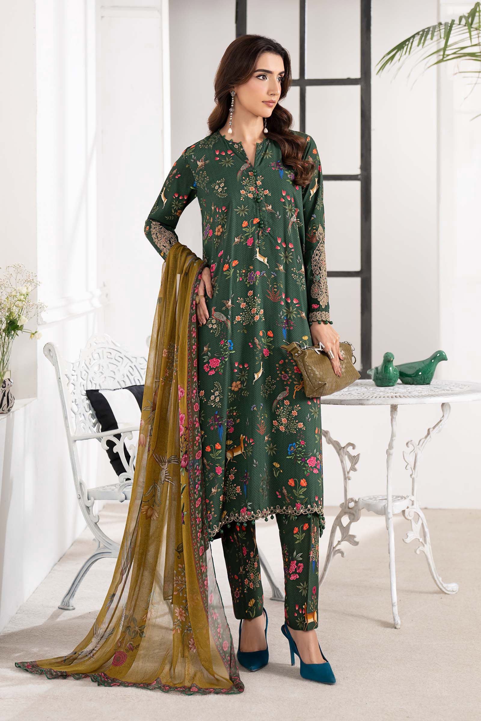 3 Piece Embroidered Linen Suit