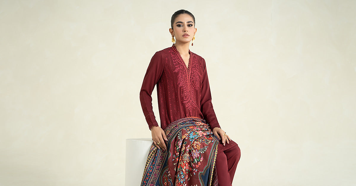 3 Piece Printed Linen Suit | MPS-2407-B