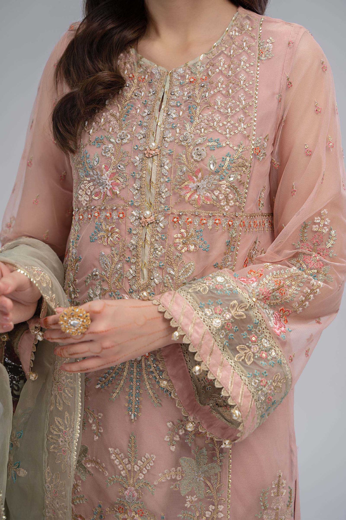 Suit Pink and Sea Green BDS-2607