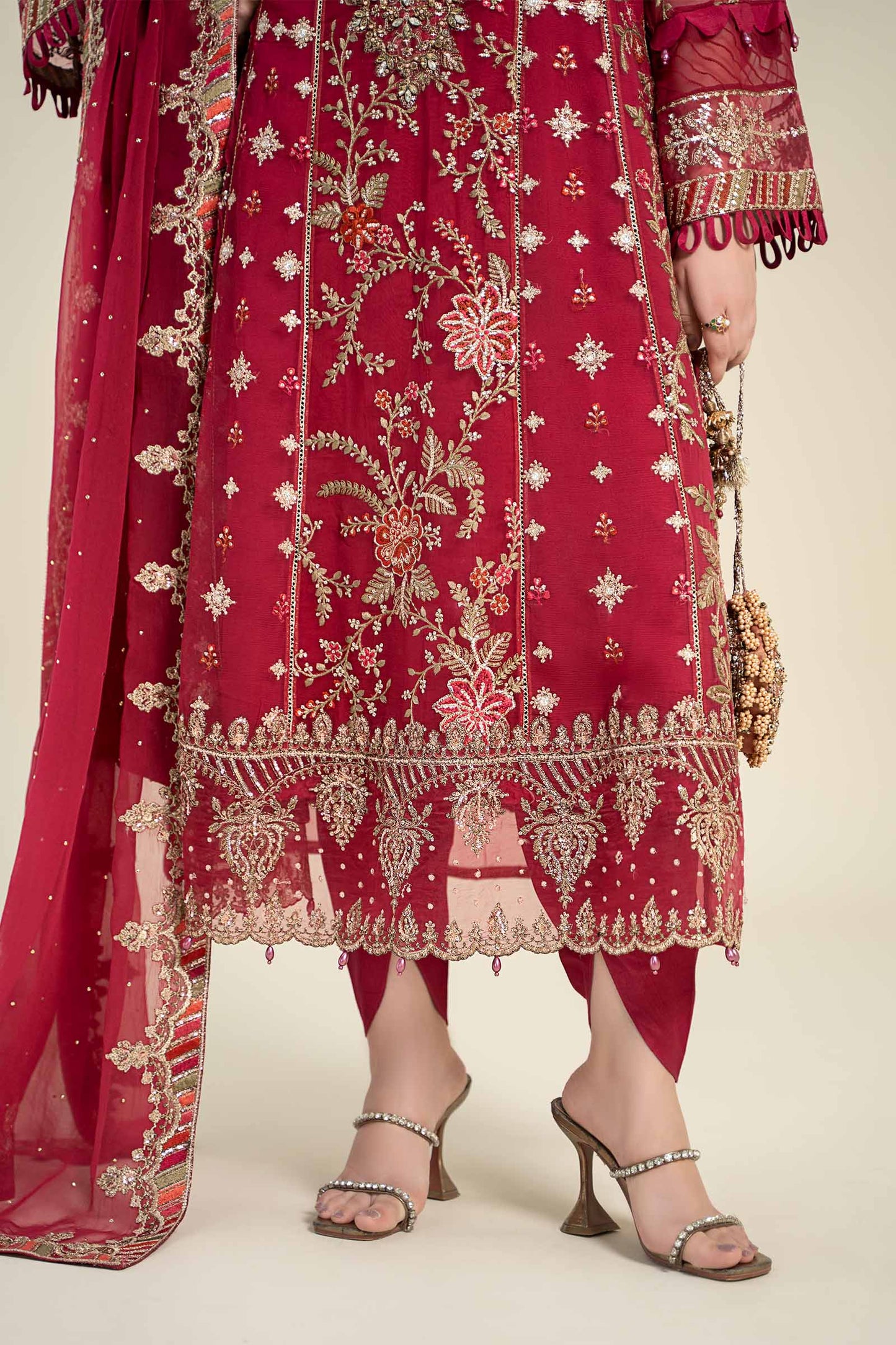 3 Piece Embroidered Chiffon Suit | MCS-24-107