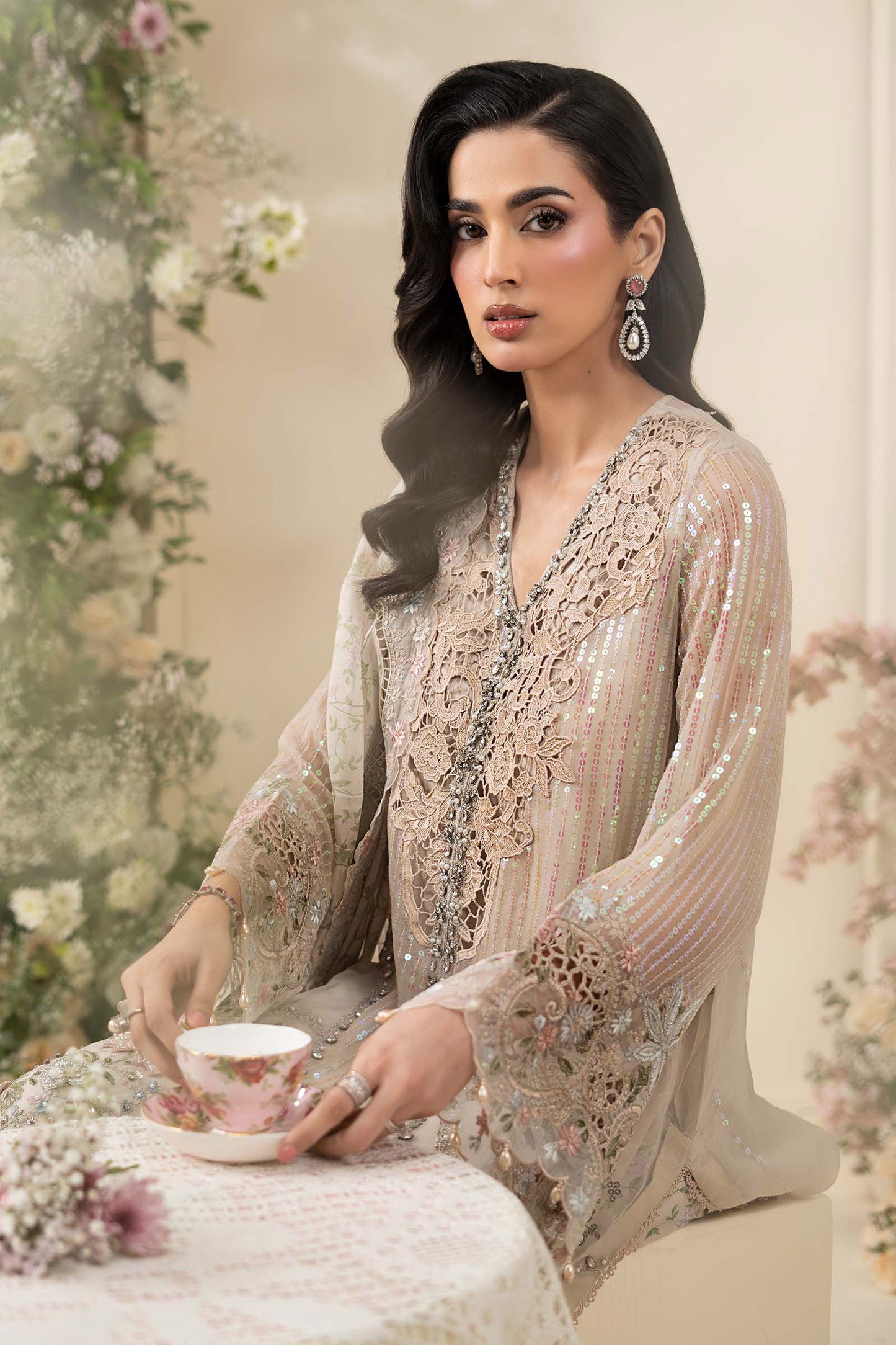 3 Piece Embroidered Chiffon Suit