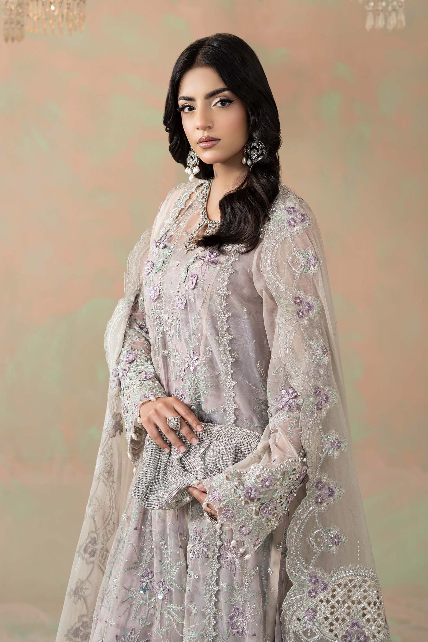 3 Piece Embroidered Net Suit