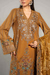 3 Piece Embroidered Twill Linen Suit | DLS-1207