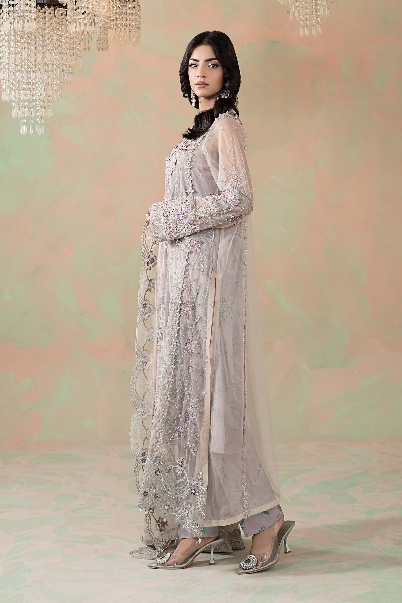 3 Piece Embroidered Net Suit